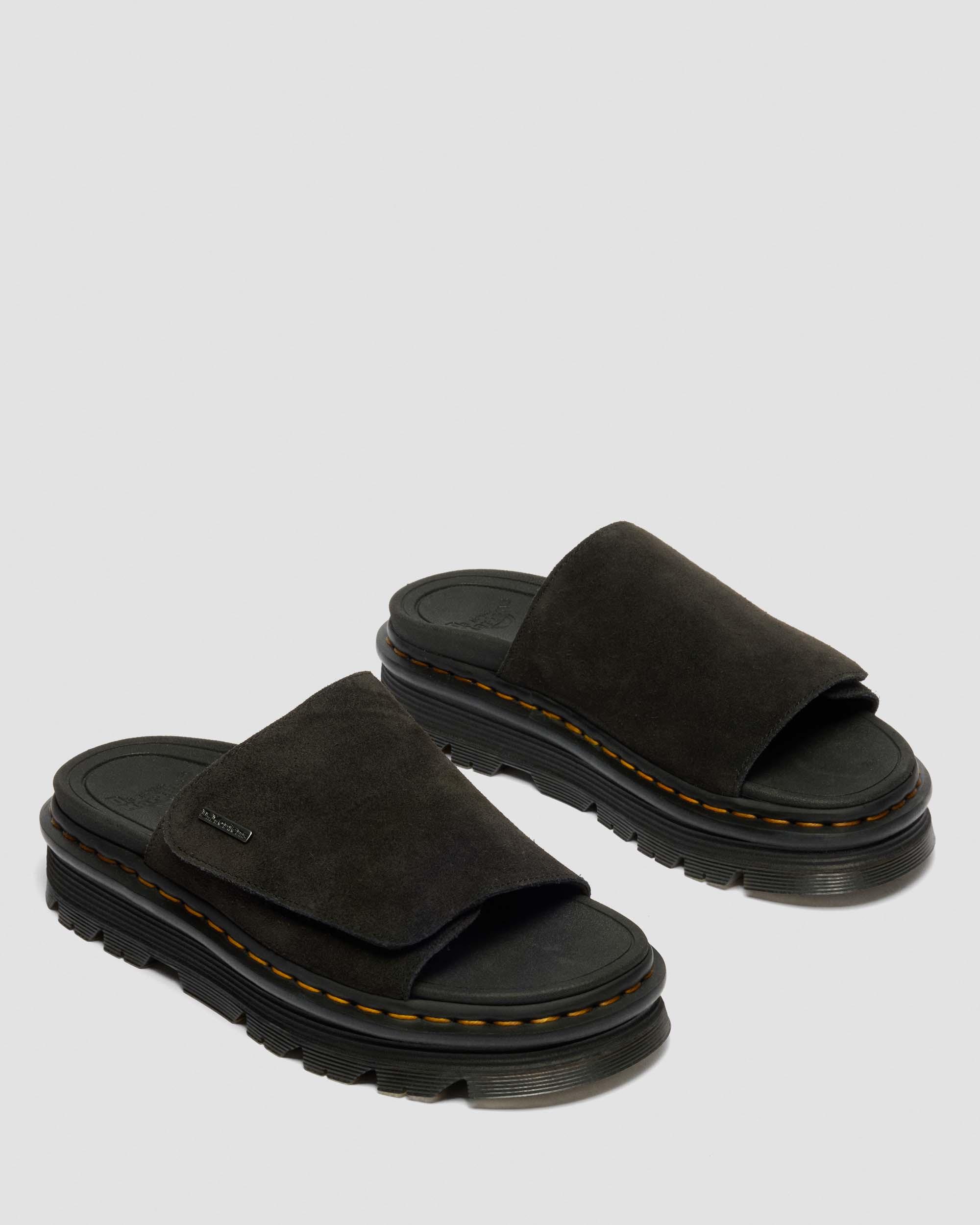 Zebzag Suede Platform Slides in Black