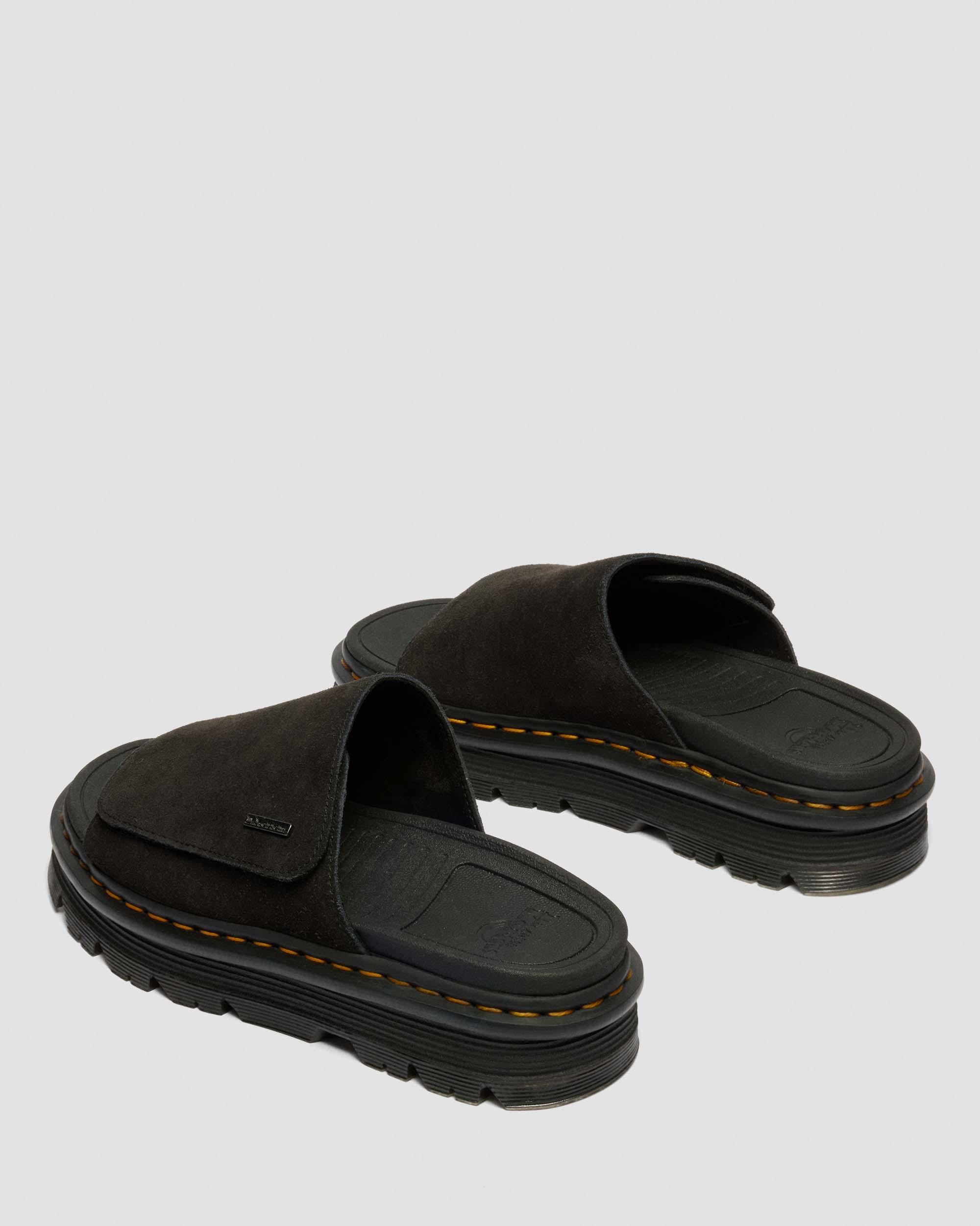 Zebzag Suede Platform Slides in Black | Dr. Martens