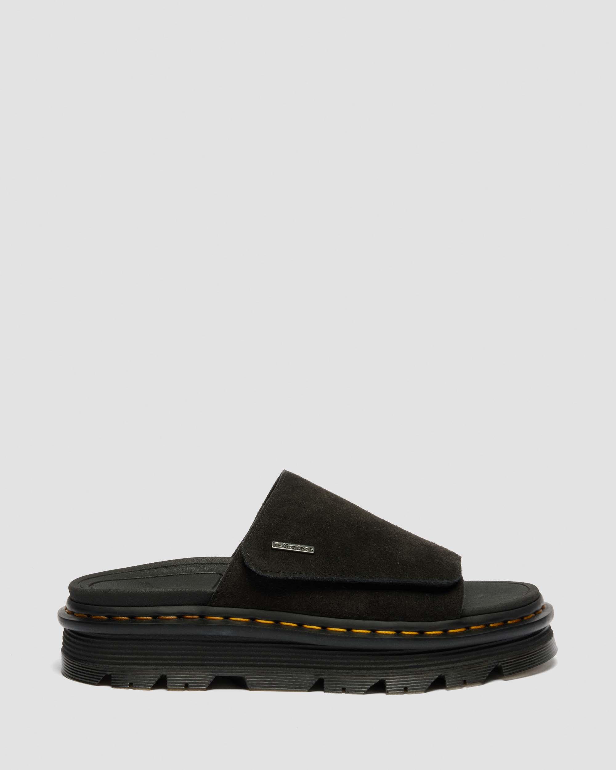 Zebzag Suede Platform Slides in Black