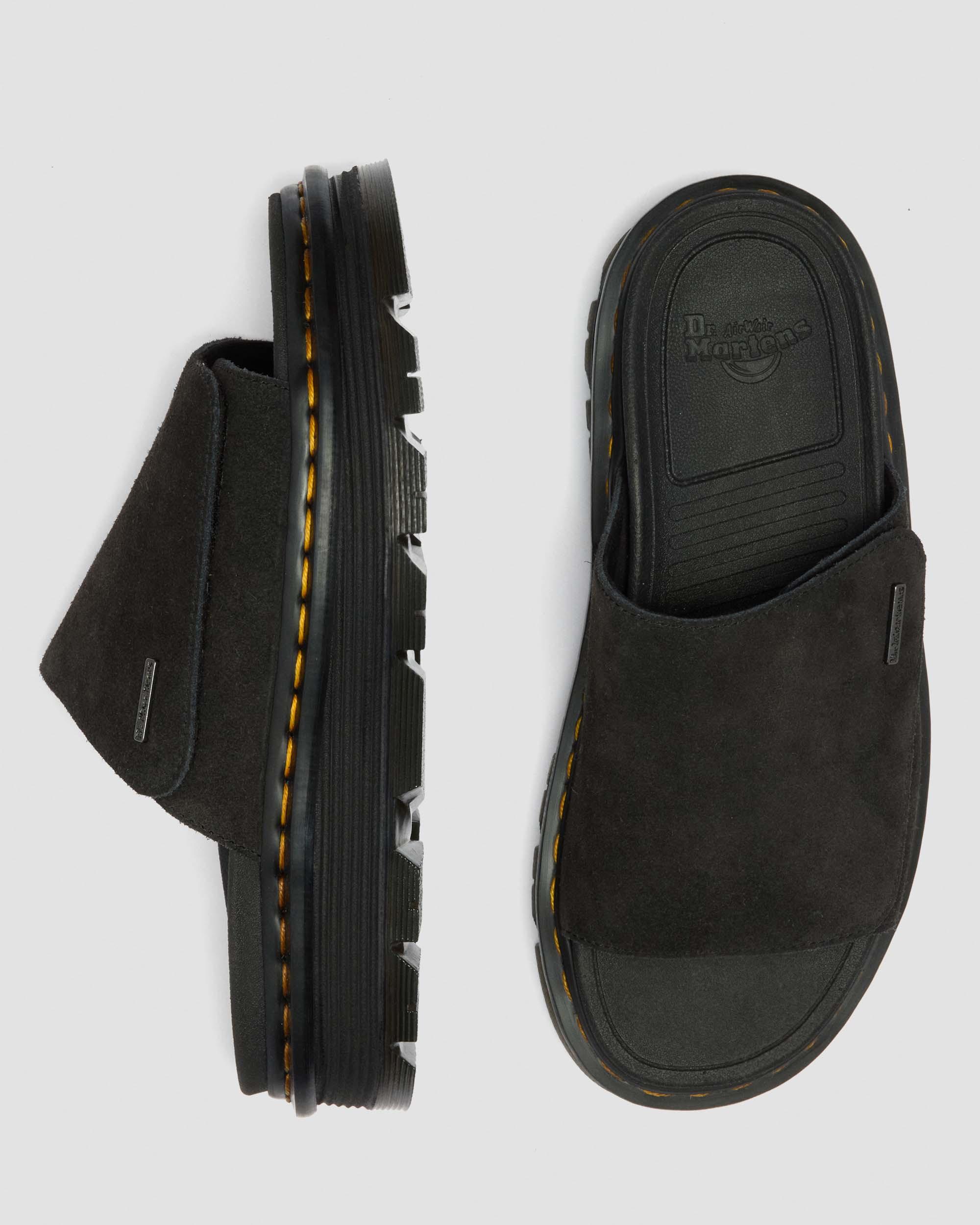 Zebzag Suede Platform Slides in Black