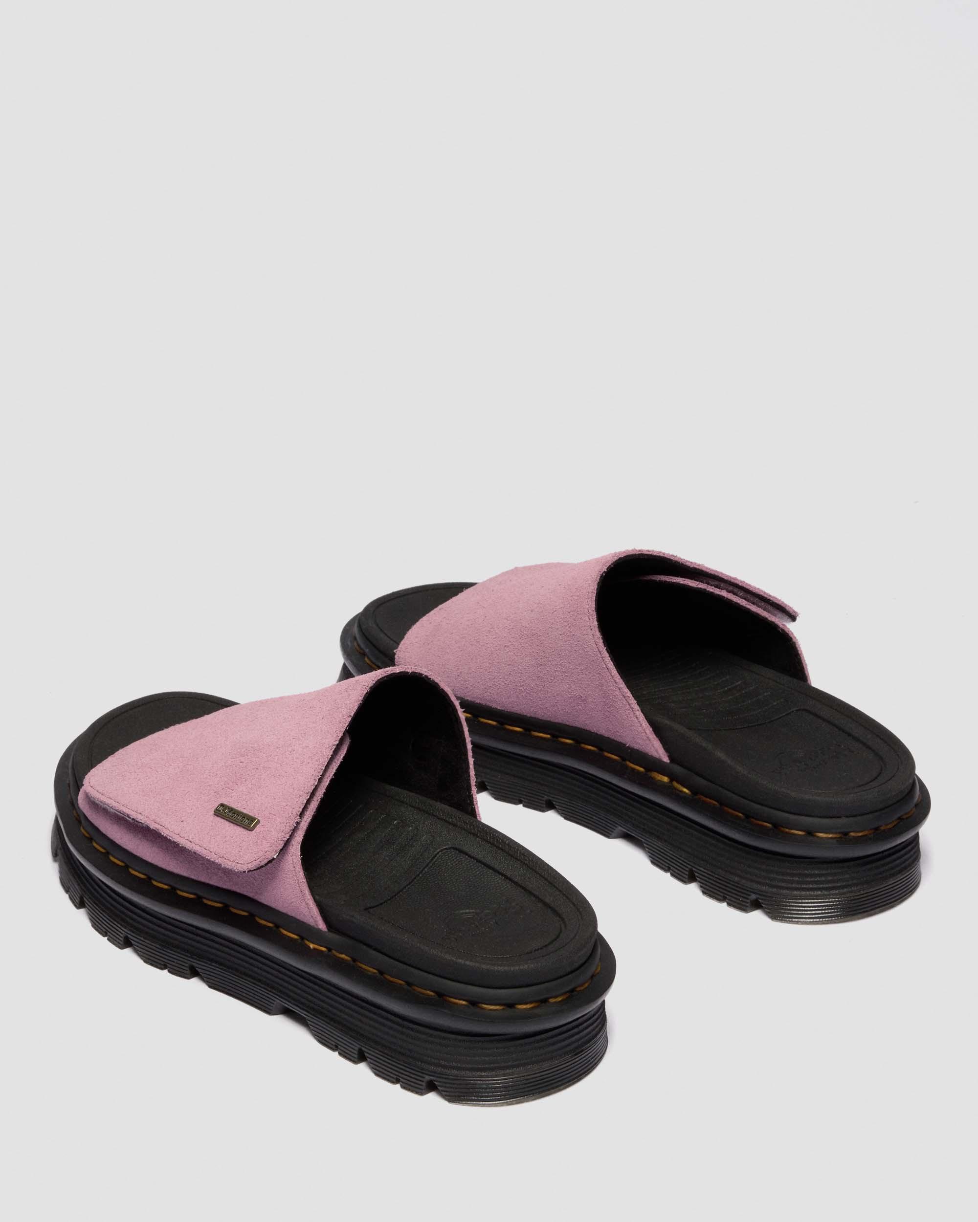 Zebzag Suede Platform Slides in Dusty Rose | Dr. Martens