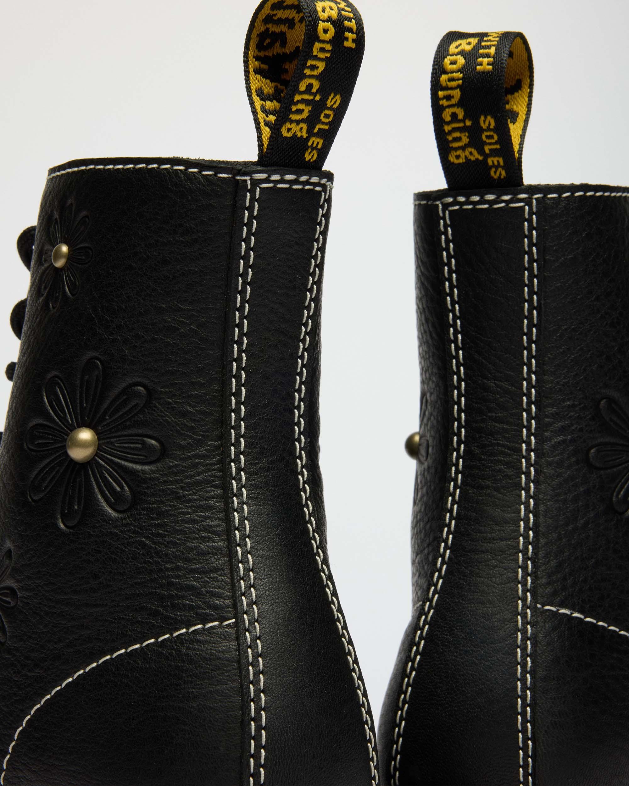 1460 Pascal Flower Grizzly Leather Boots in BLACK | Dr. Martens™