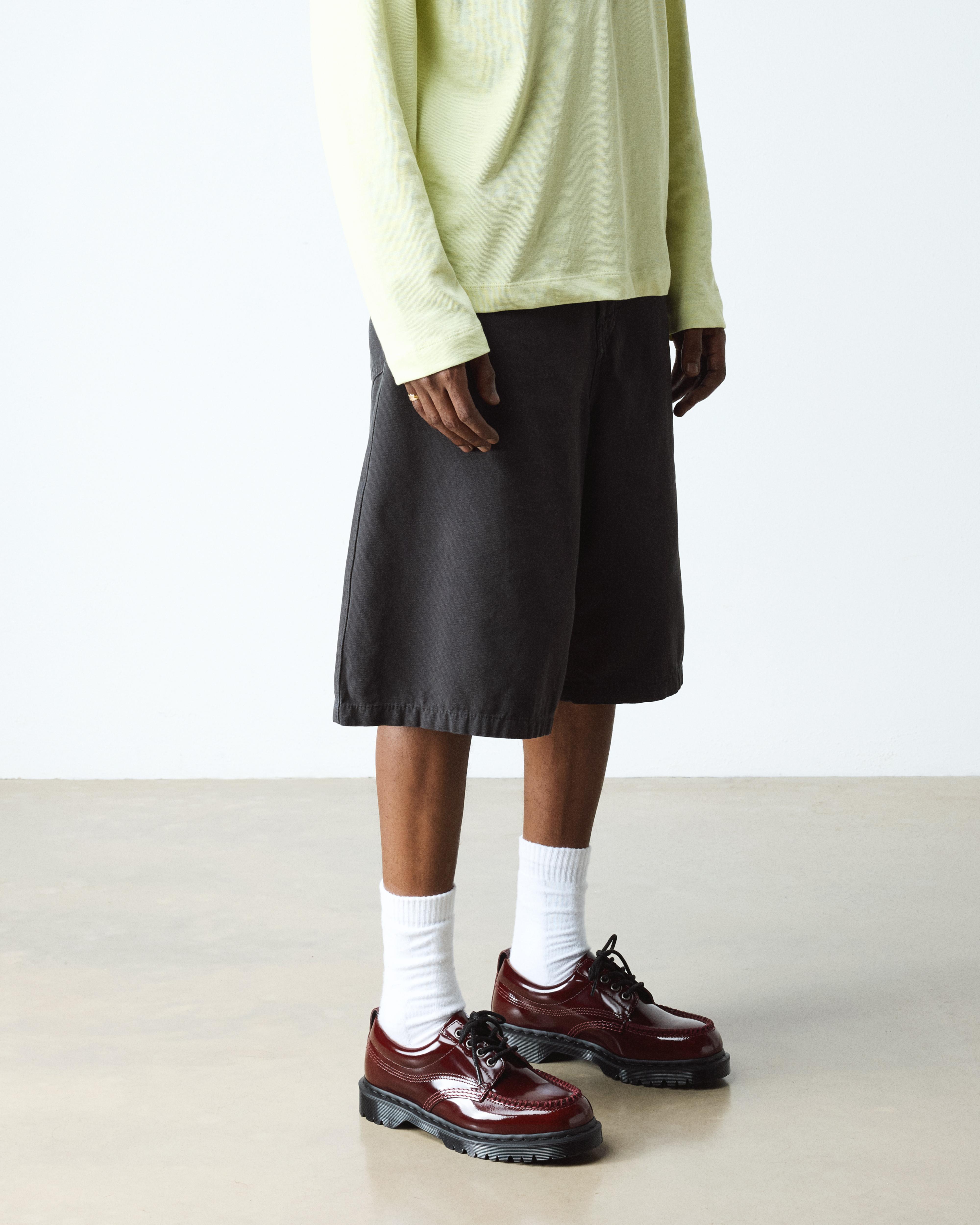 Lowell Lacquered Moc Toe Shoes in Cherry Red