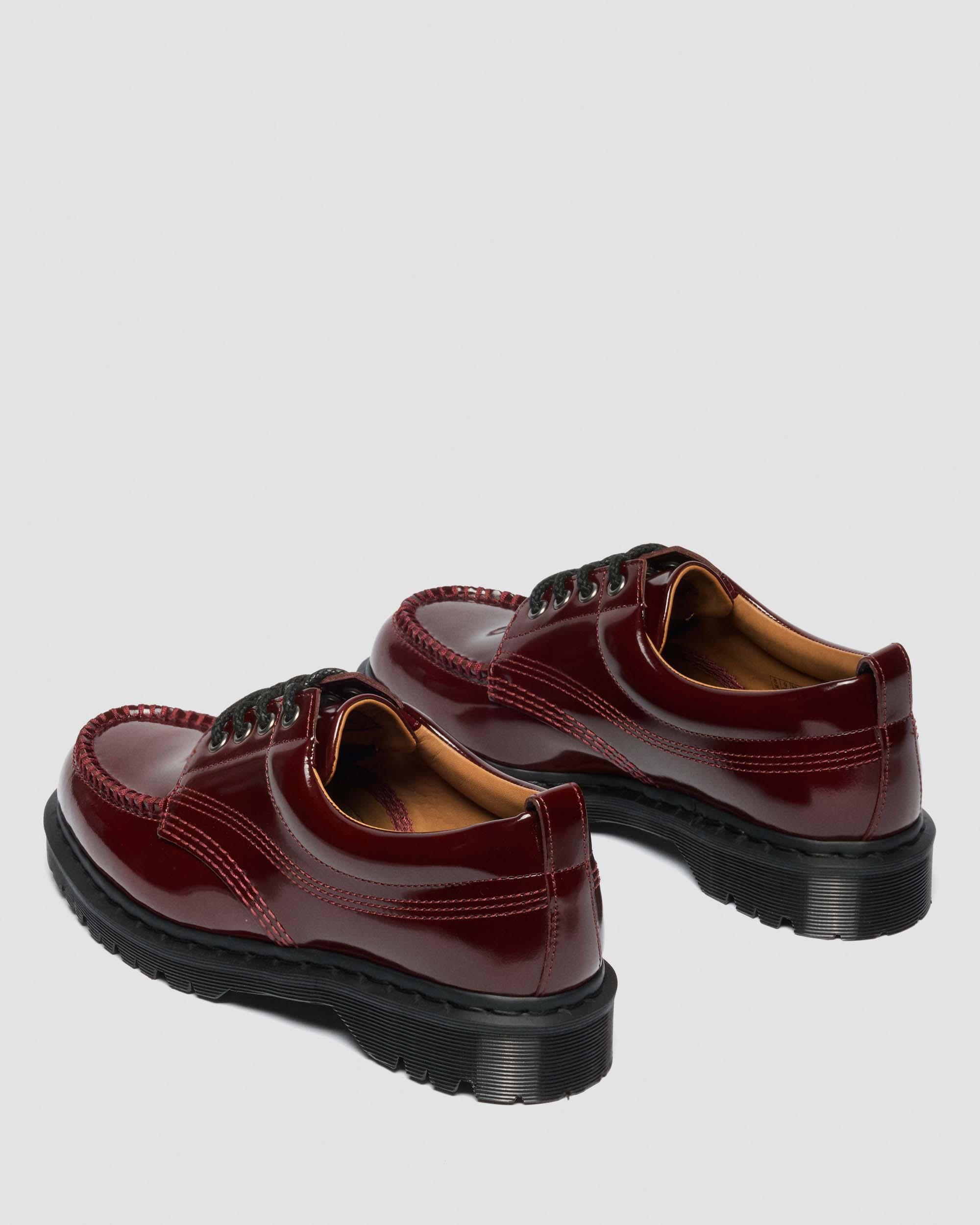 Lowell Lacquered Moc Toe Shoes in Cherry Red