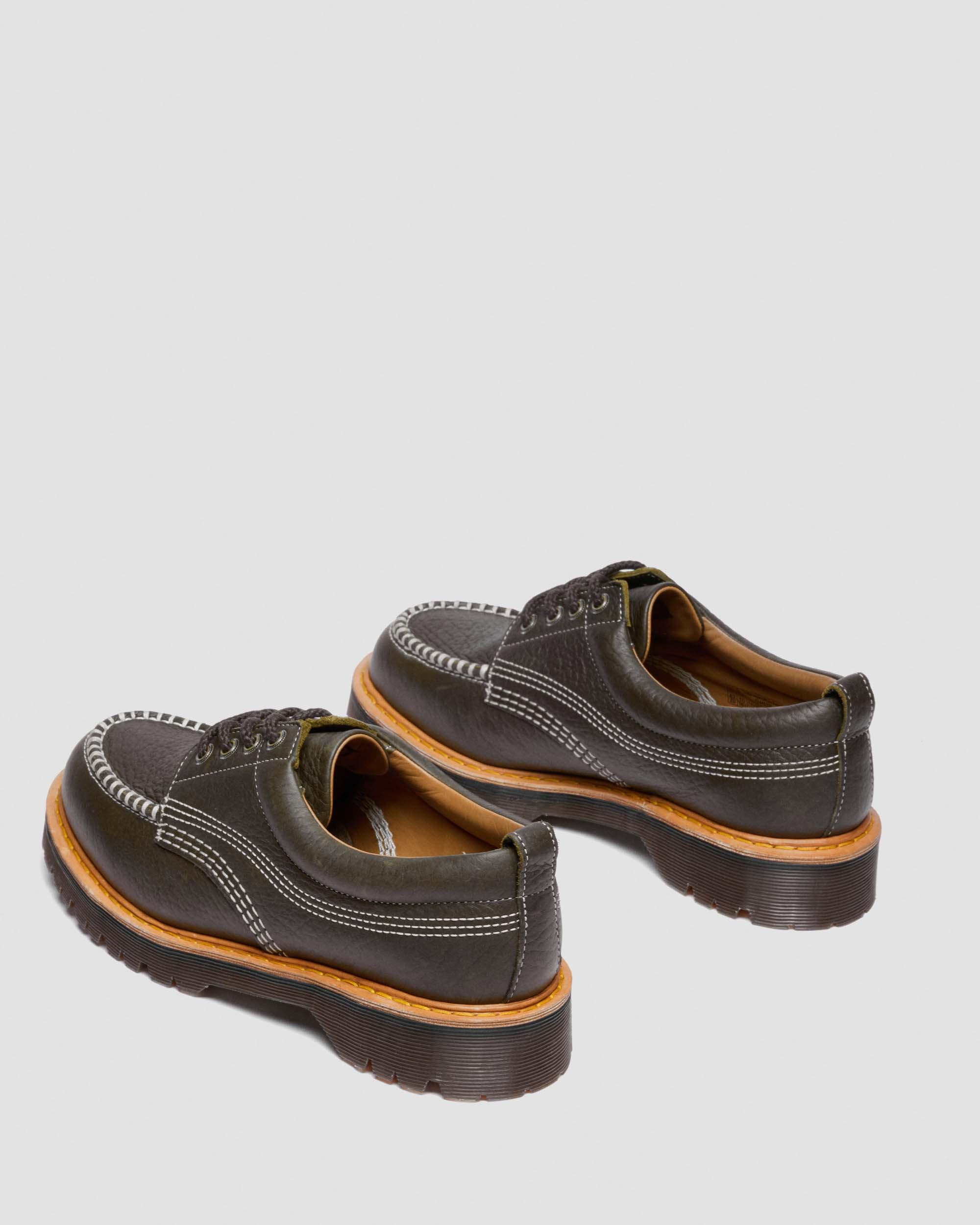Lowell Wild Grain Leather Moc Toe Shoes in DMS OLIVE | Dr. Martens™
