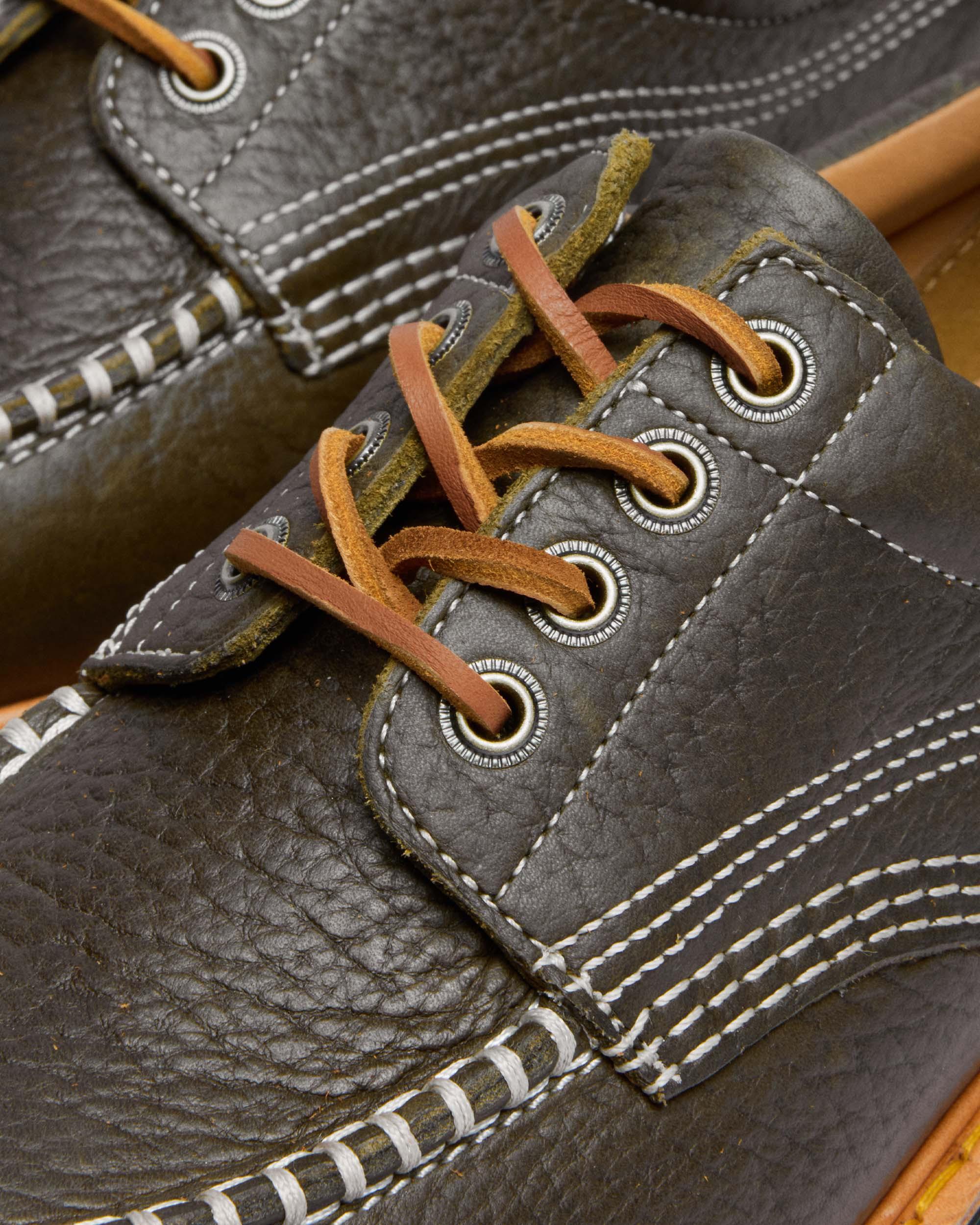 Lowell Wild Grain Leather Moc Toe Shoes in DMS OLIVE | Dr. Martens™