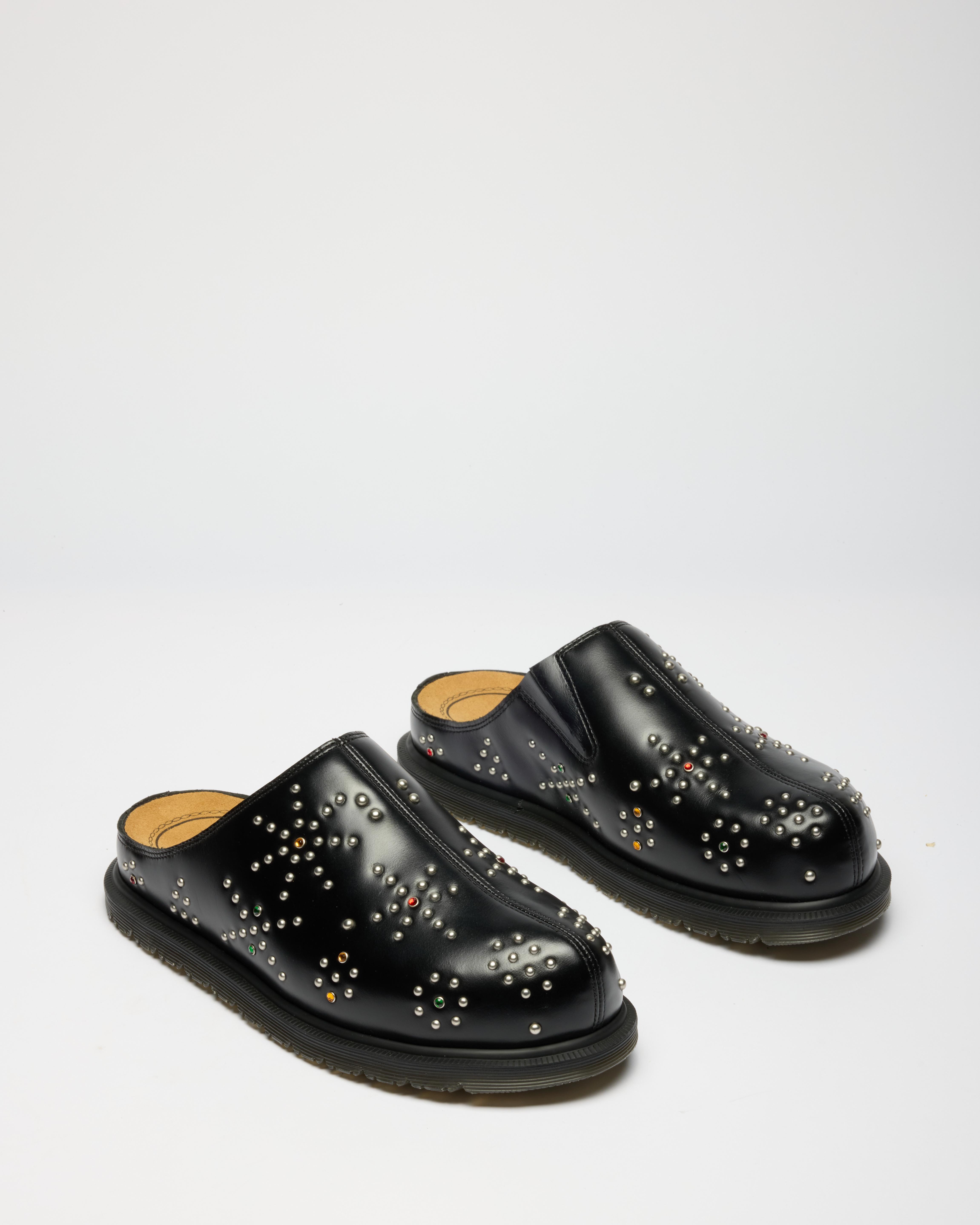 San Studded Leather Mules in Black
