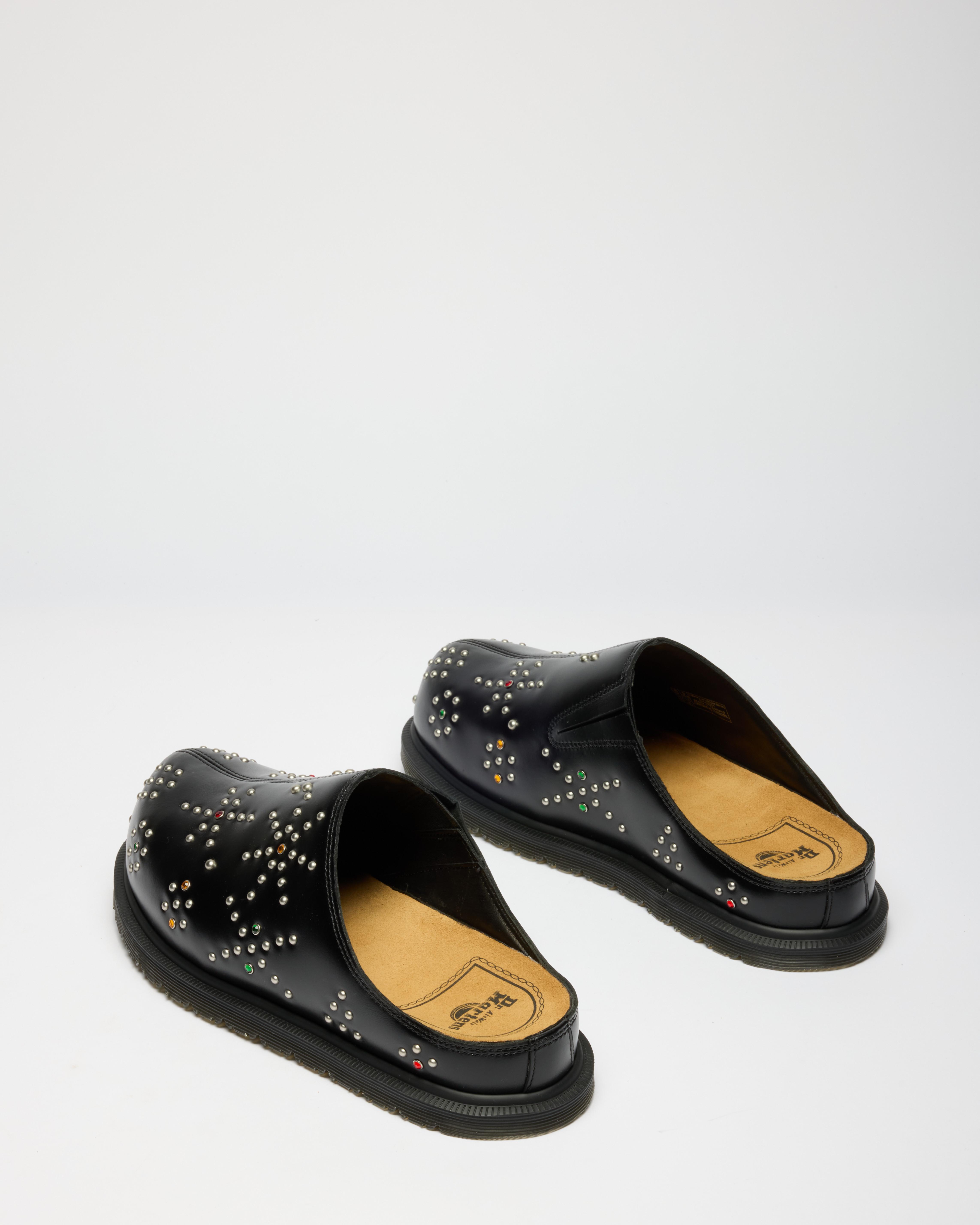 San Studded Leather Mules in Black