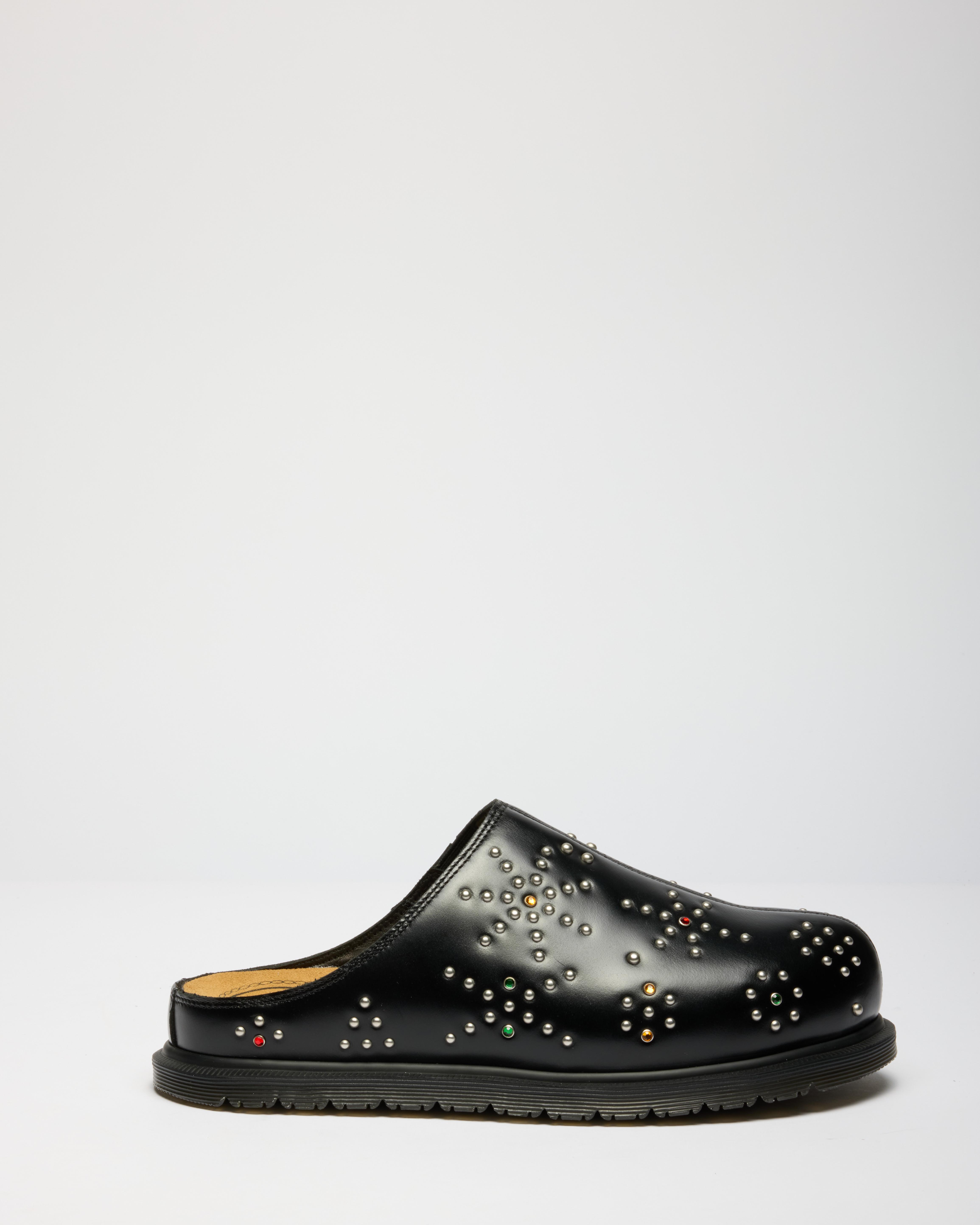San Studded Leather Mules in Black | Dr. Martens