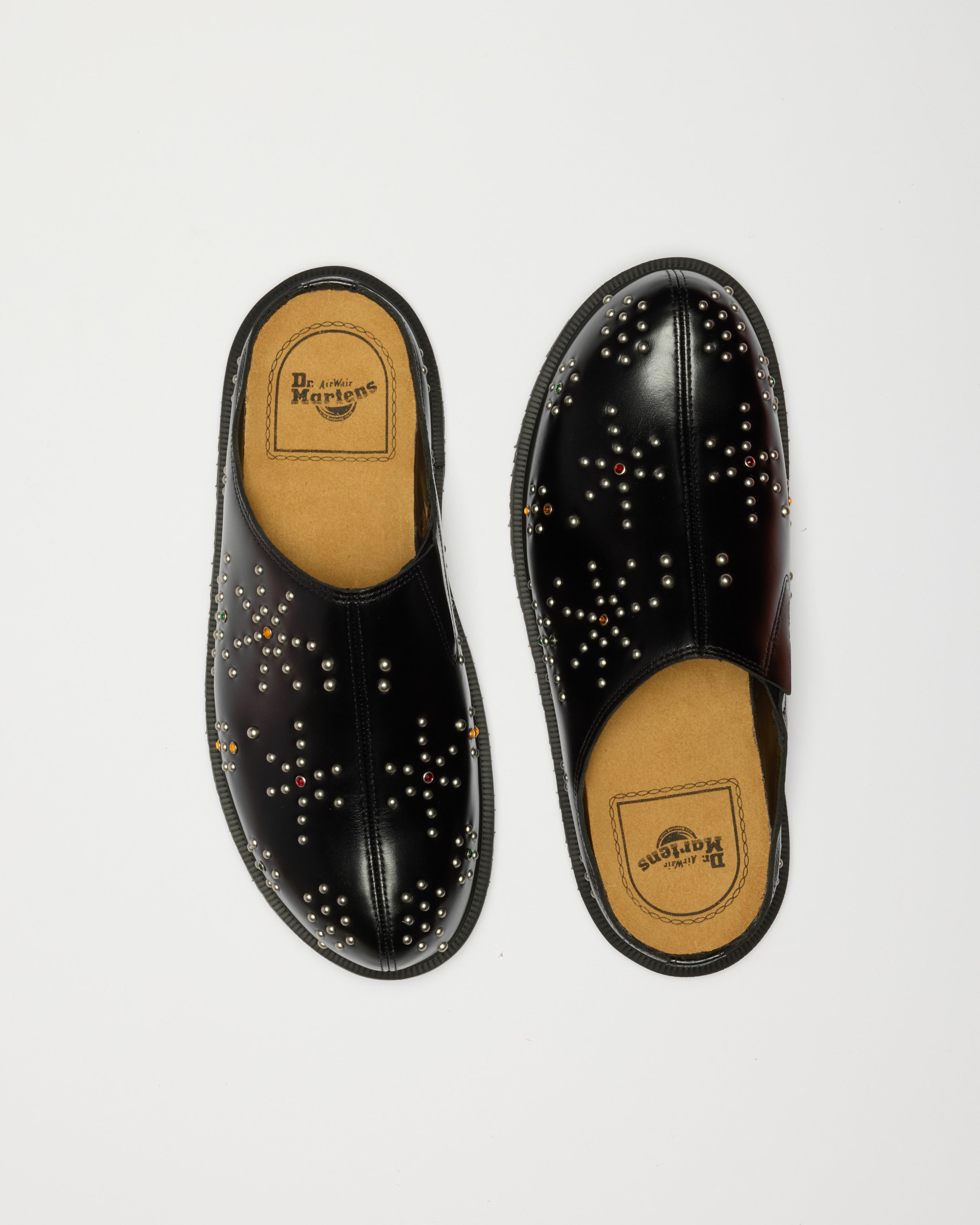 San Studded Leather Mules in Black