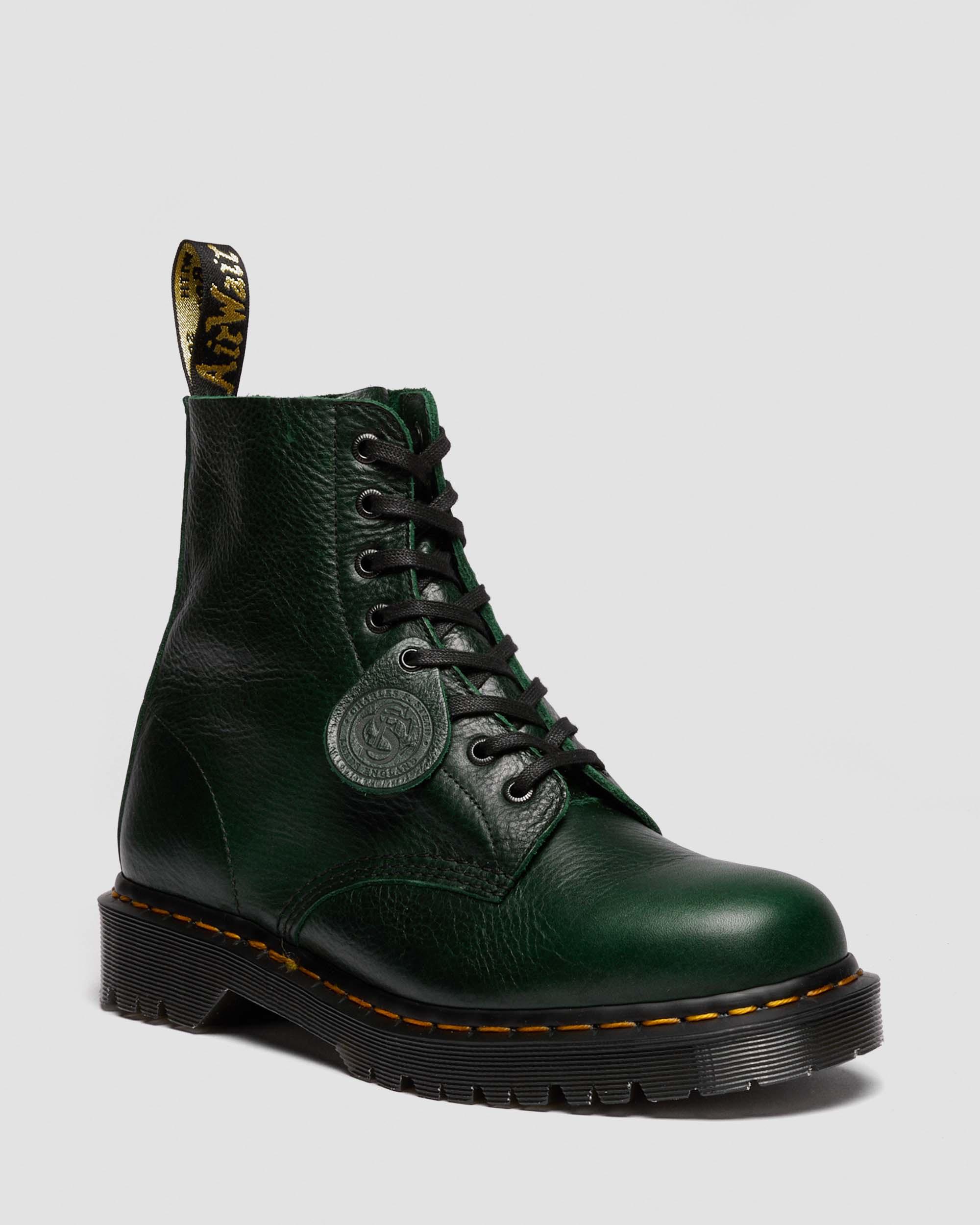 1460 Pascal Made in England Buckingham Leather Lace Up Boots in DMS GREEN