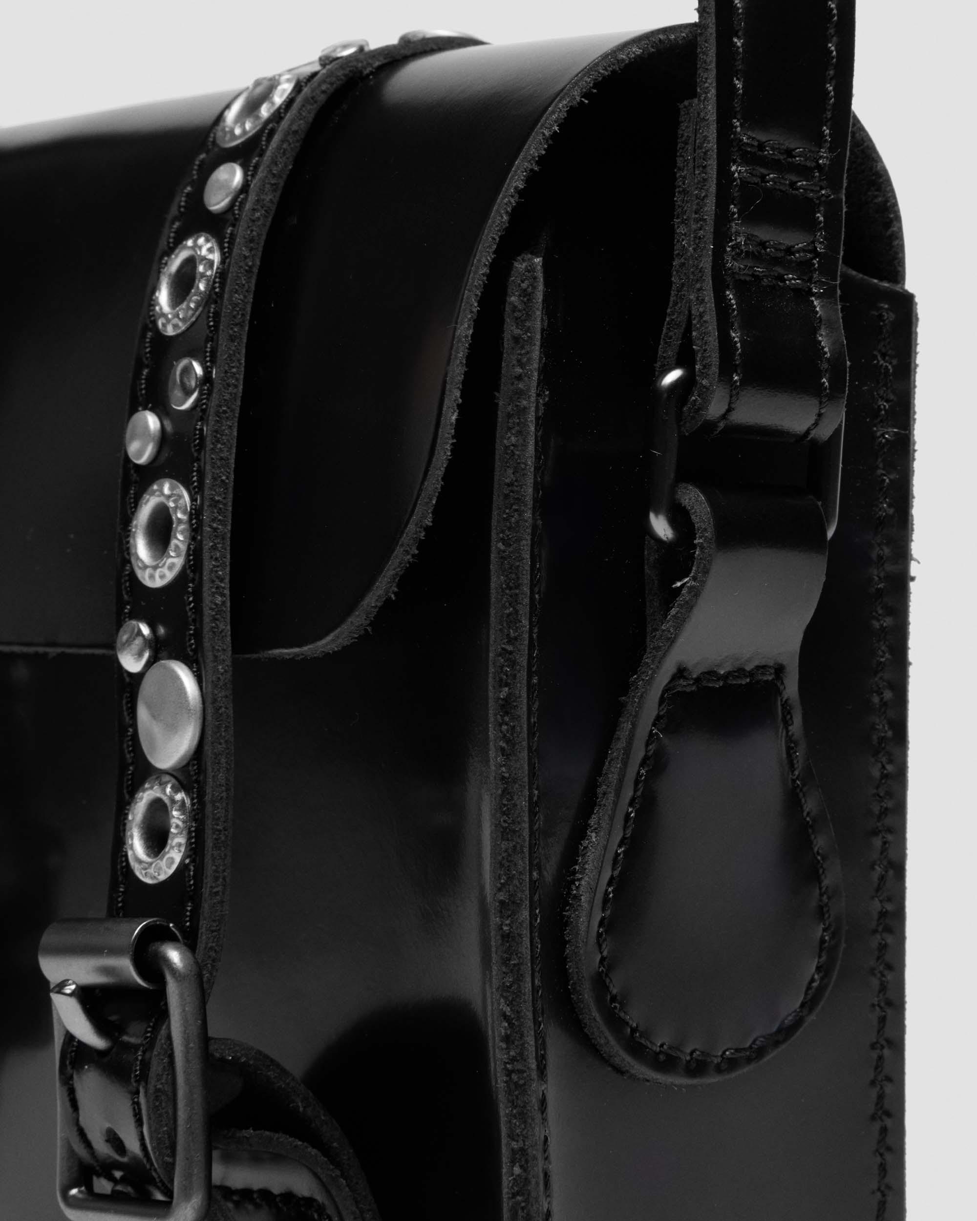 7 Inch Studded Leather Satchel in Black
