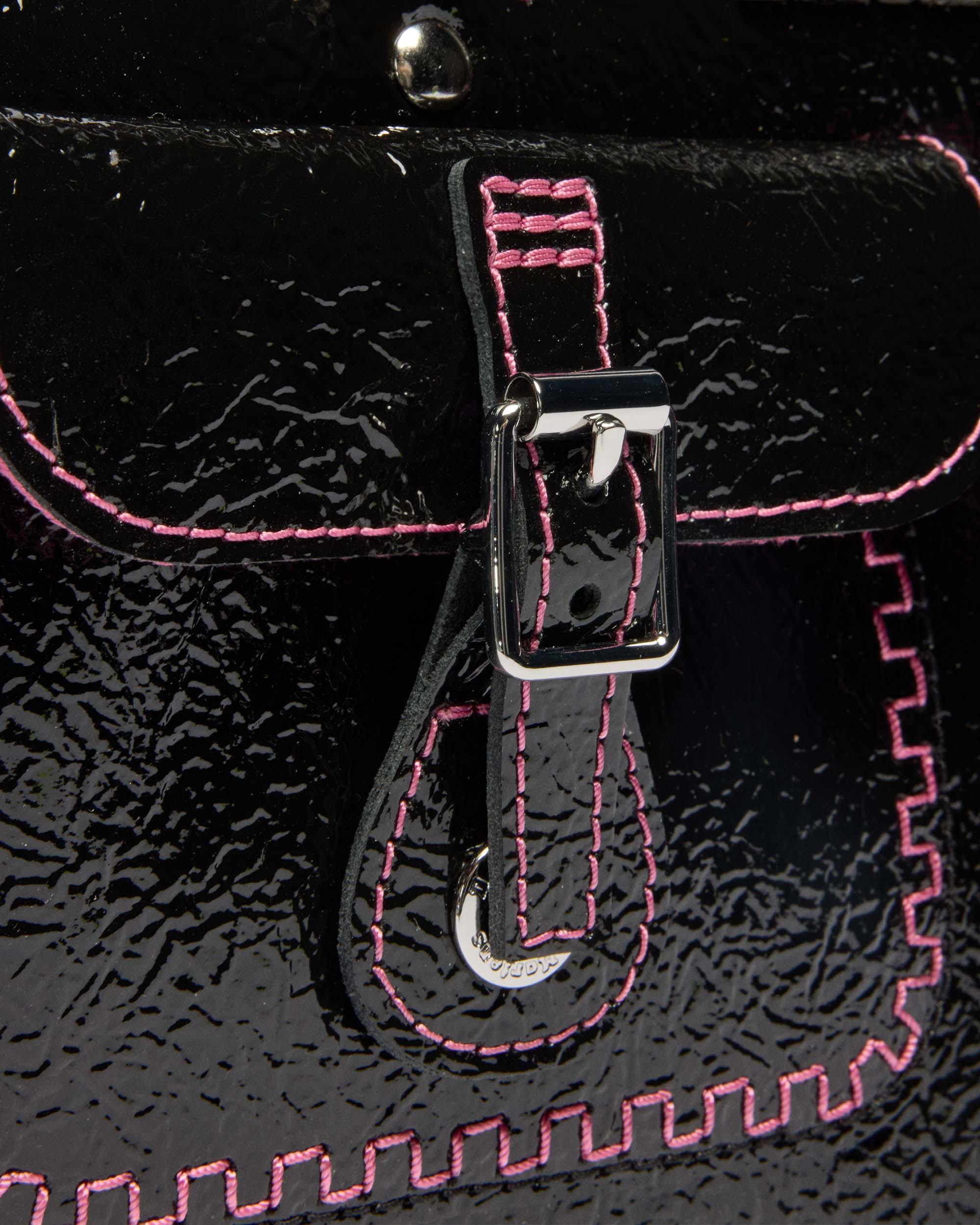 DR MARTENS Top Handle Distressed Patent Leather Bag