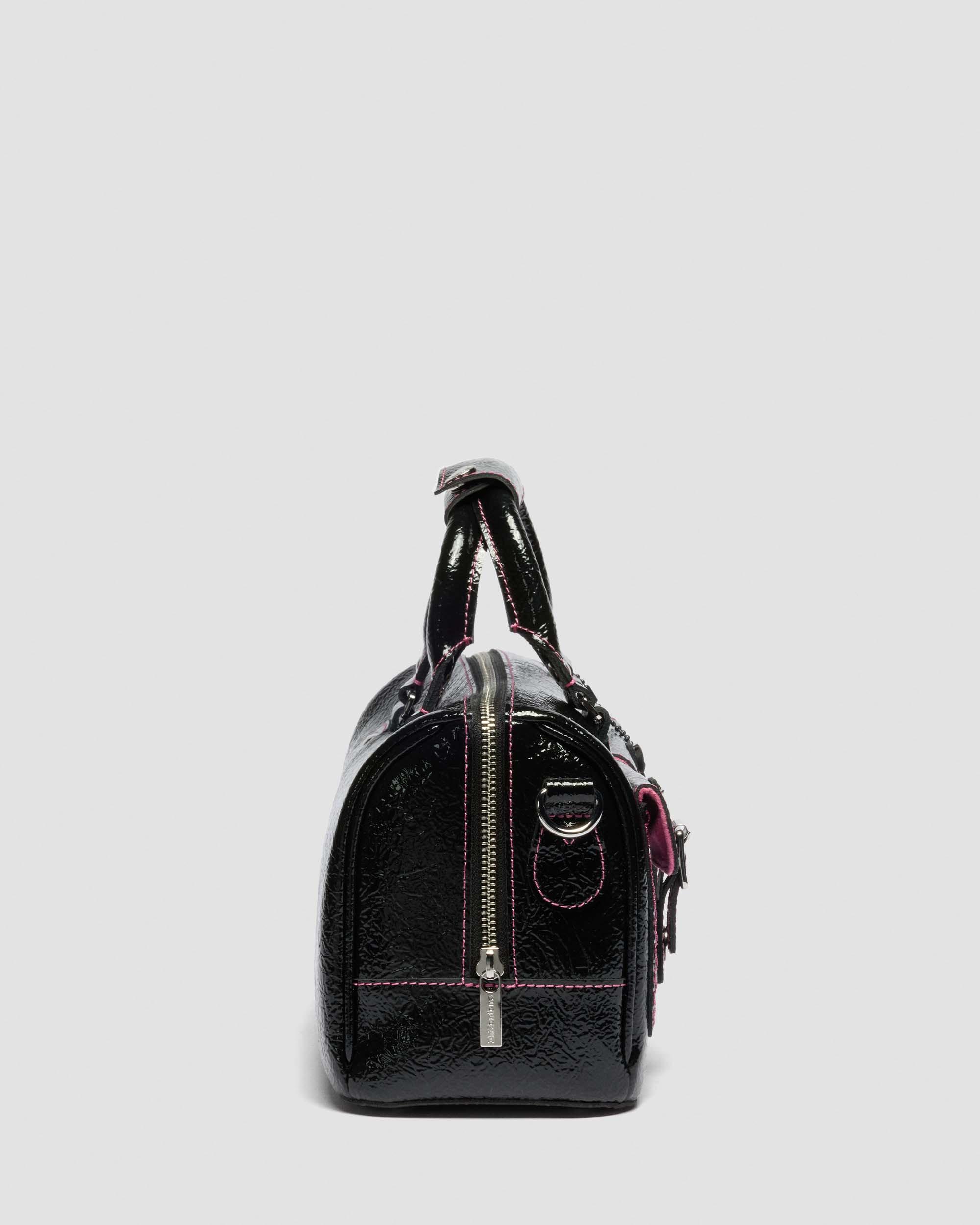 DR MARTENS Top Handle Distressed Patent Leather Bag