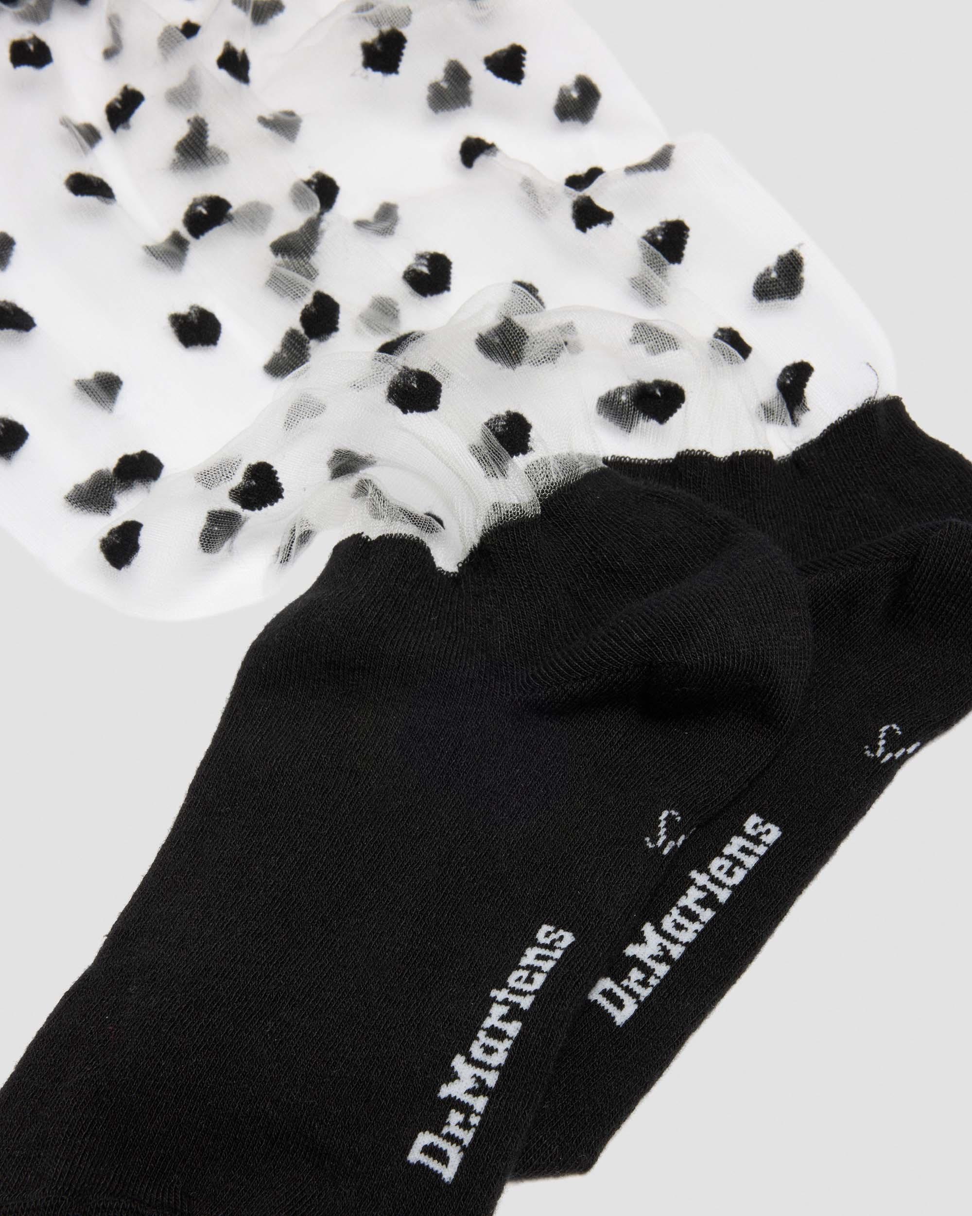 Short Heart Mesh Organic Cotton Blend Socks in BLACK