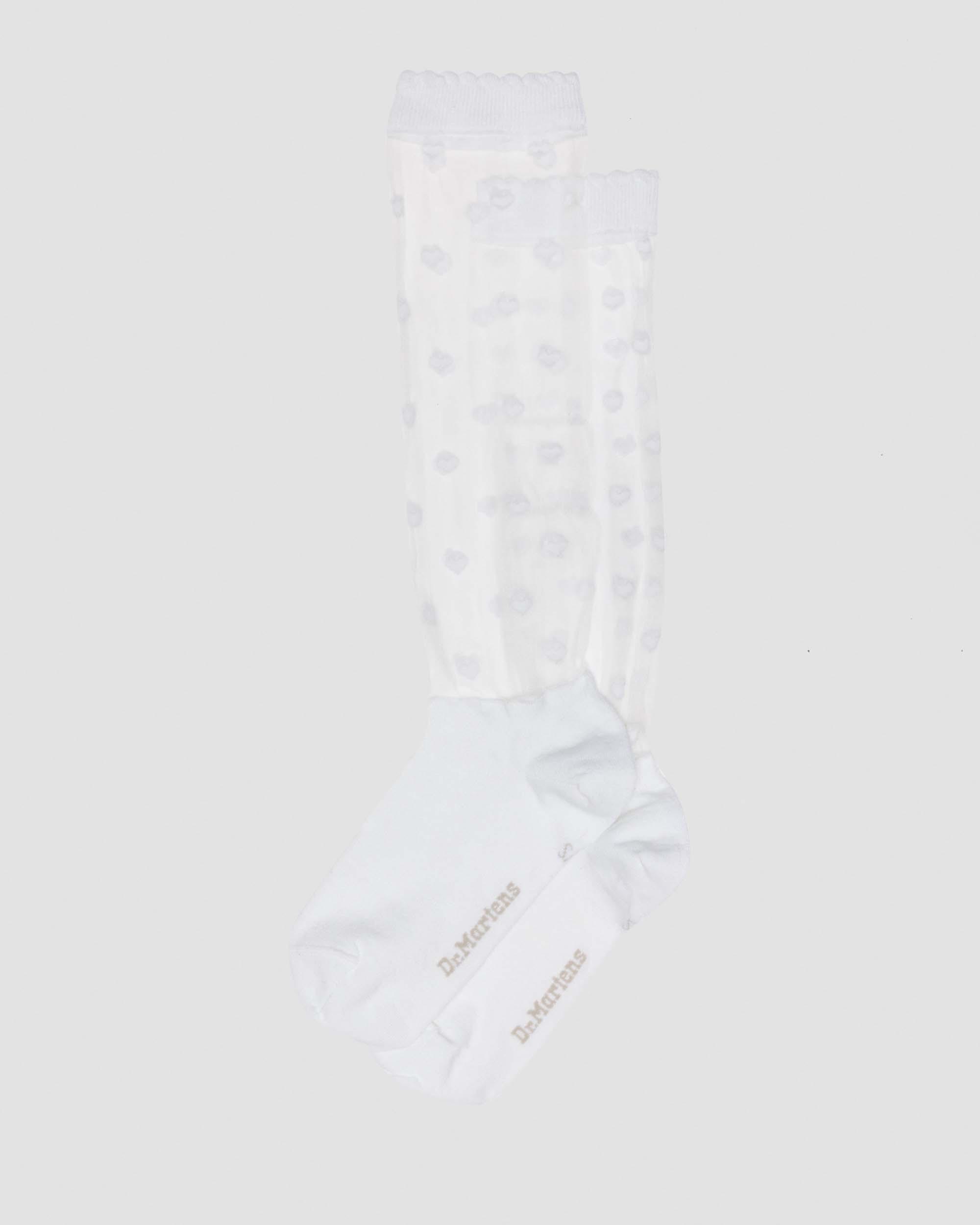 Kurze Mesh Bio-Baumwoll Socken mit Herzen in Weiß