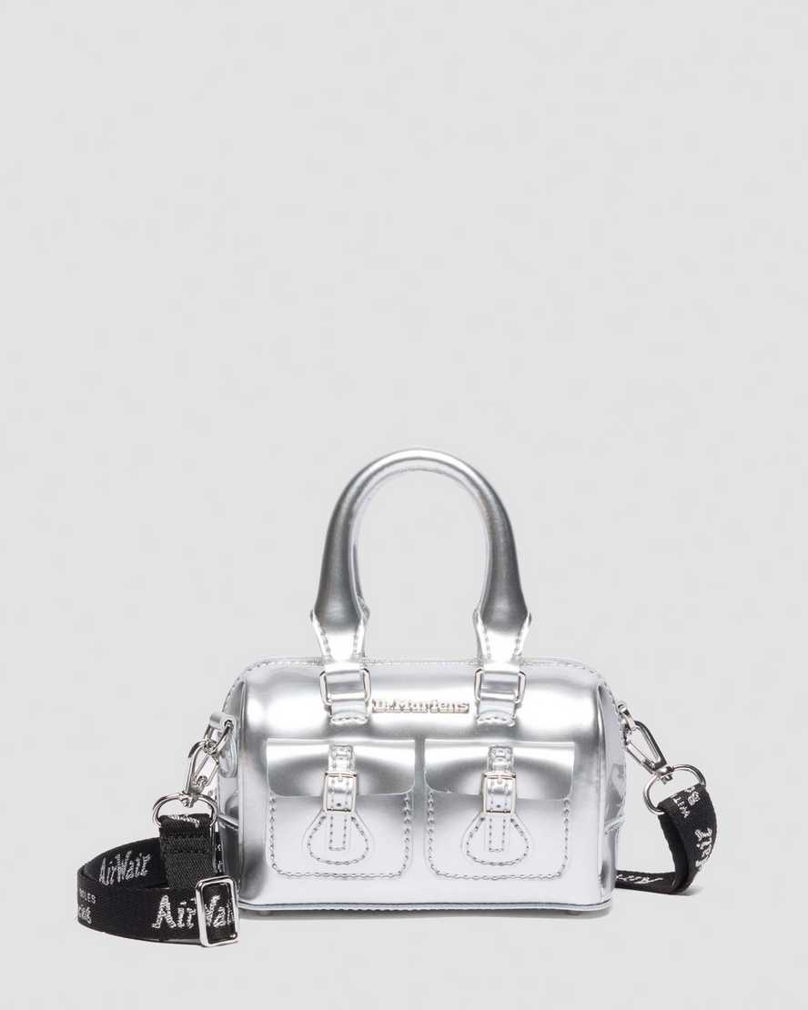Dr. Martens Patent Leather Mini Top Handle Bag Silver Patent Lamper