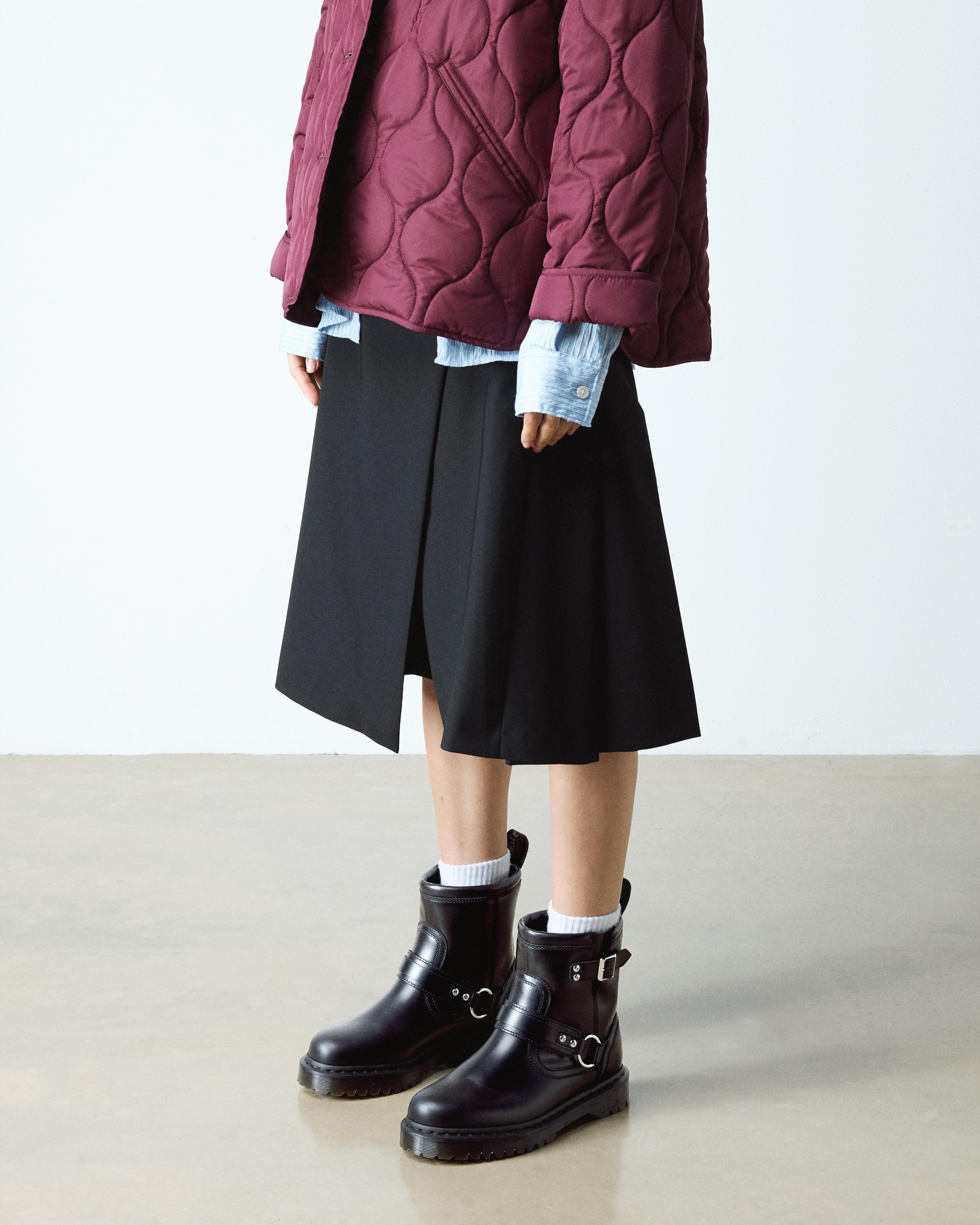 Dr. Martens Anistone Harness Orleans Leather Biker Boots In Black