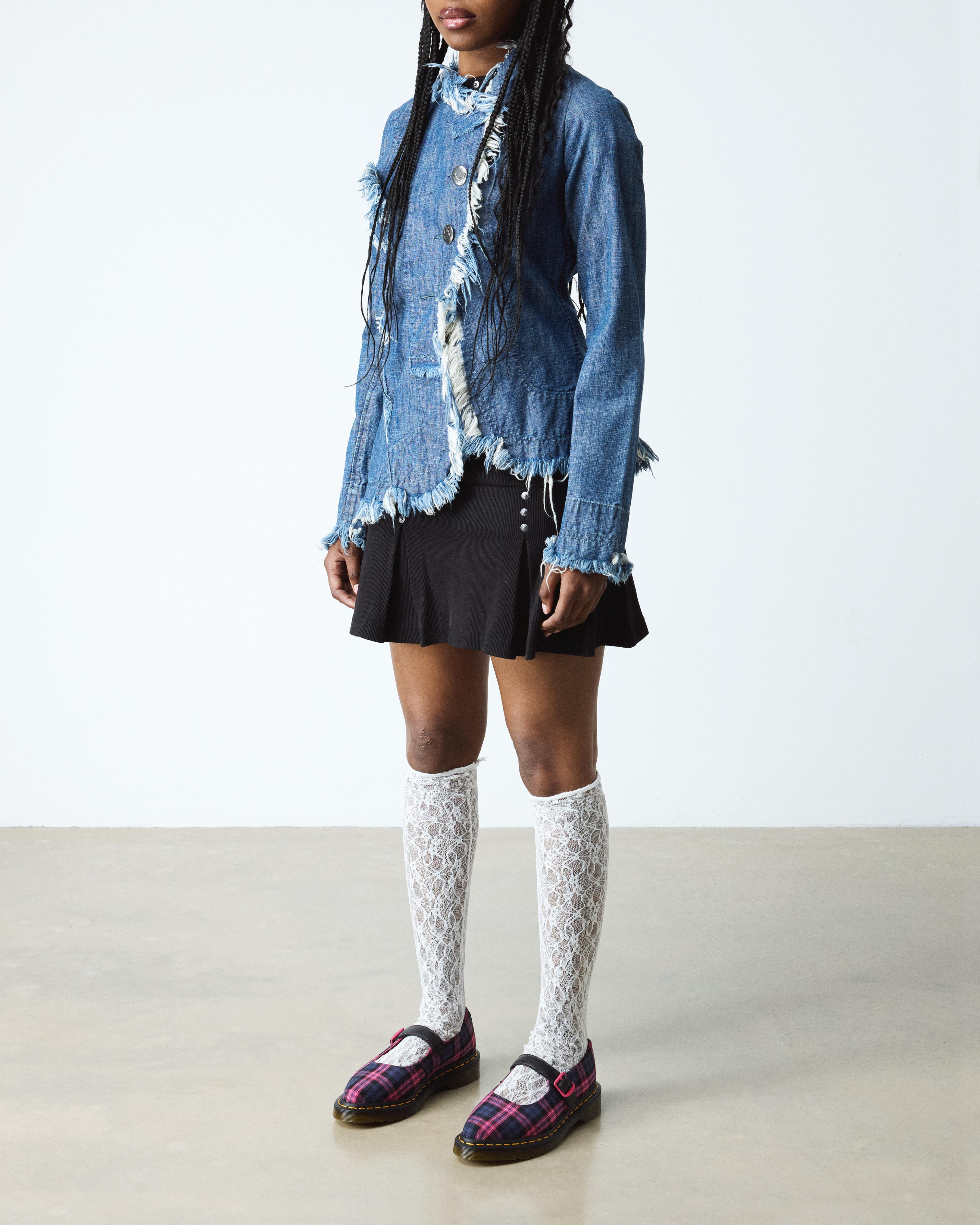 ELPHIE MARY JANE TARTAN SCHUHE in Schwarz & Pink Multi