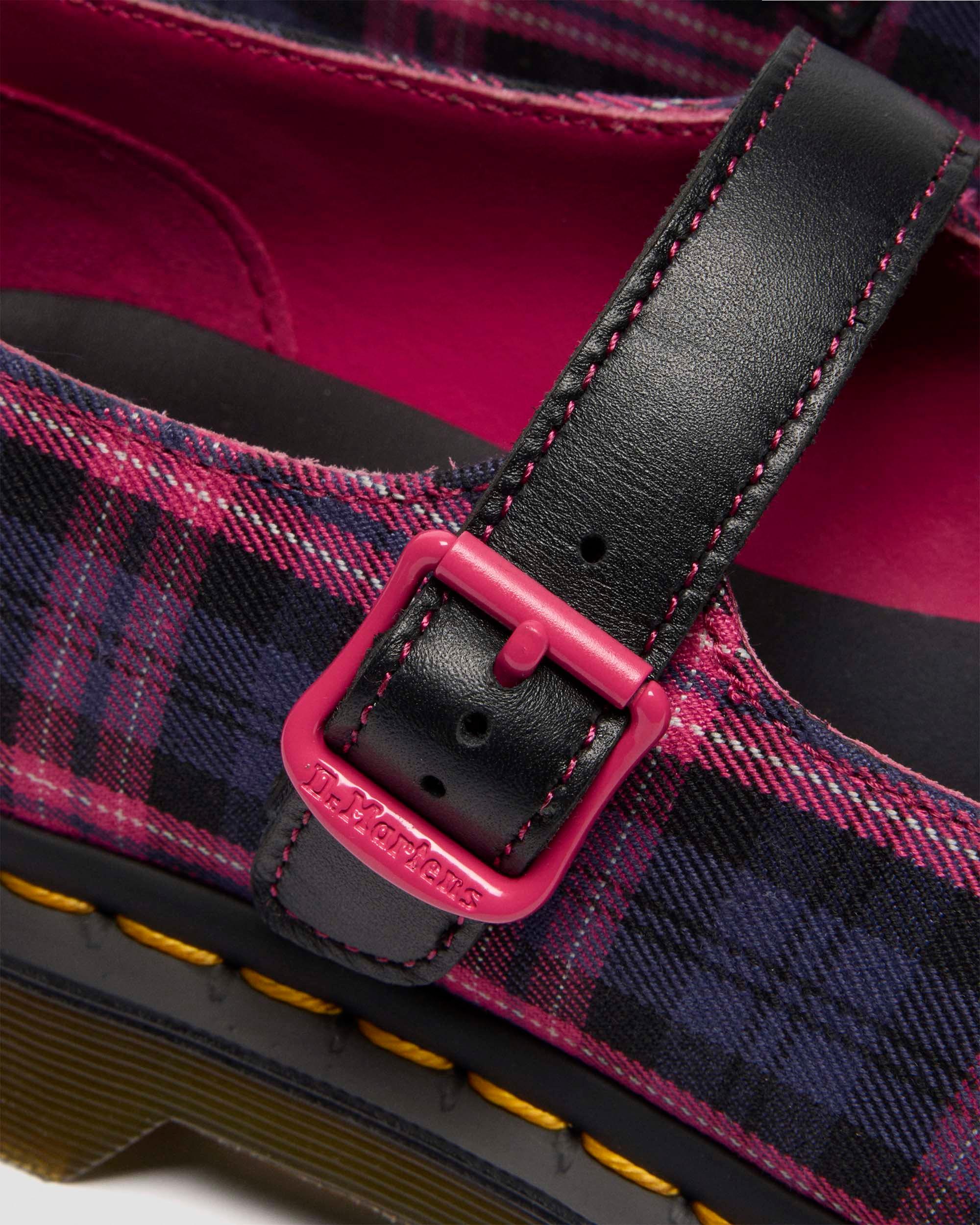 ELPHIE MARY JANE TARTAN SCHUHE in Schwarz & Pink Multi