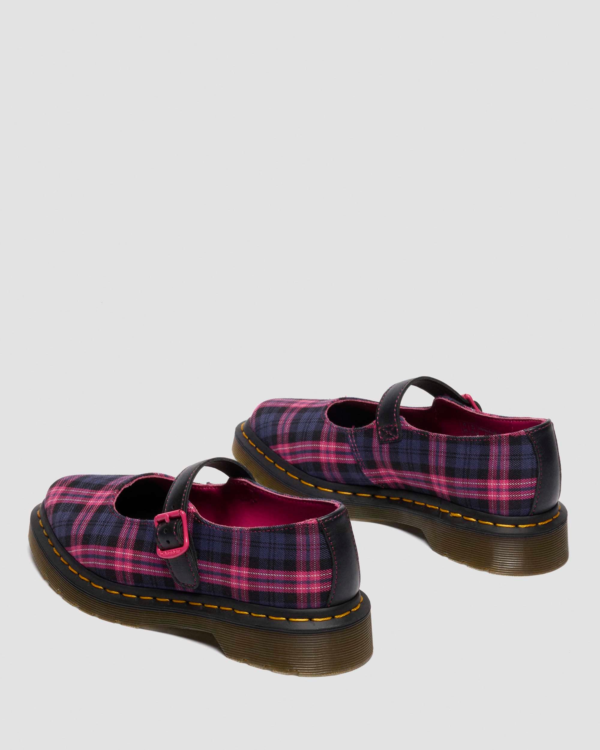 ELPHIE MARY JANE TARTAN SCHUHE in Schwarz & Pink Multi
