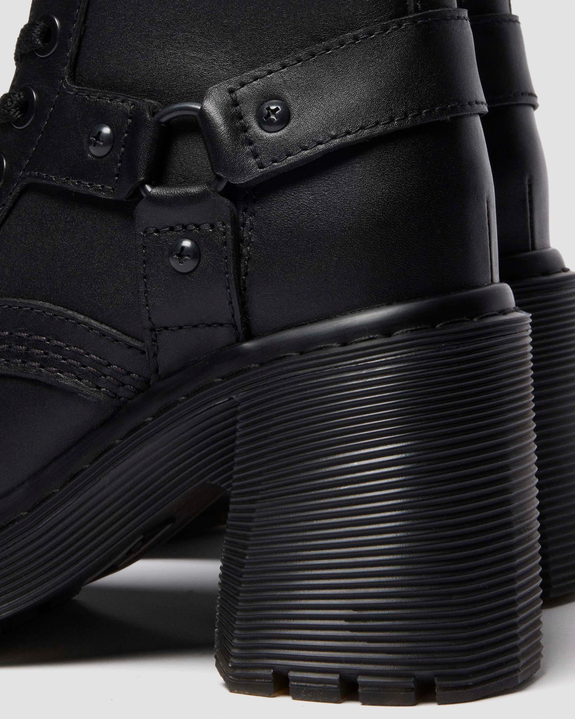 CHESNEY HARNESS SENDAL LEATHER HEELED BOOTS in Black
