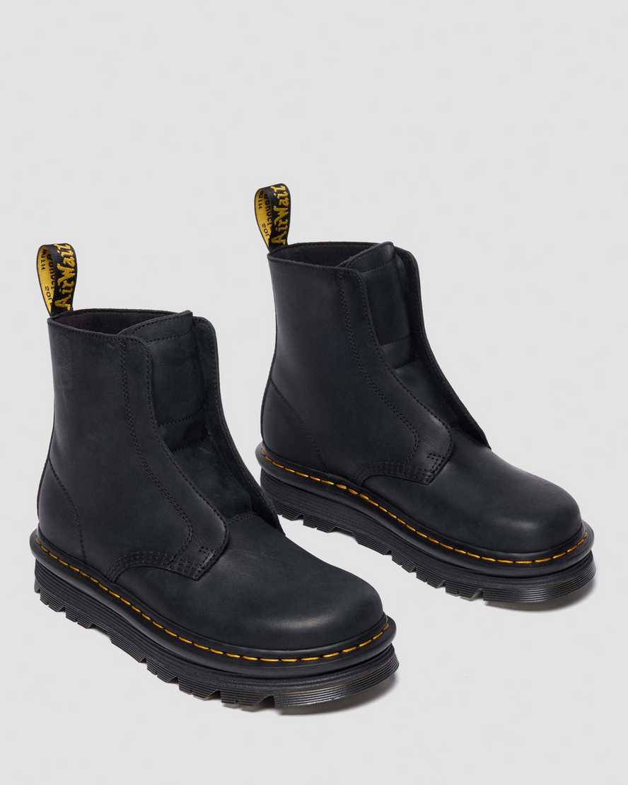 Dr. Martens Zebzag Laceless Slip On Leather Boots In Black