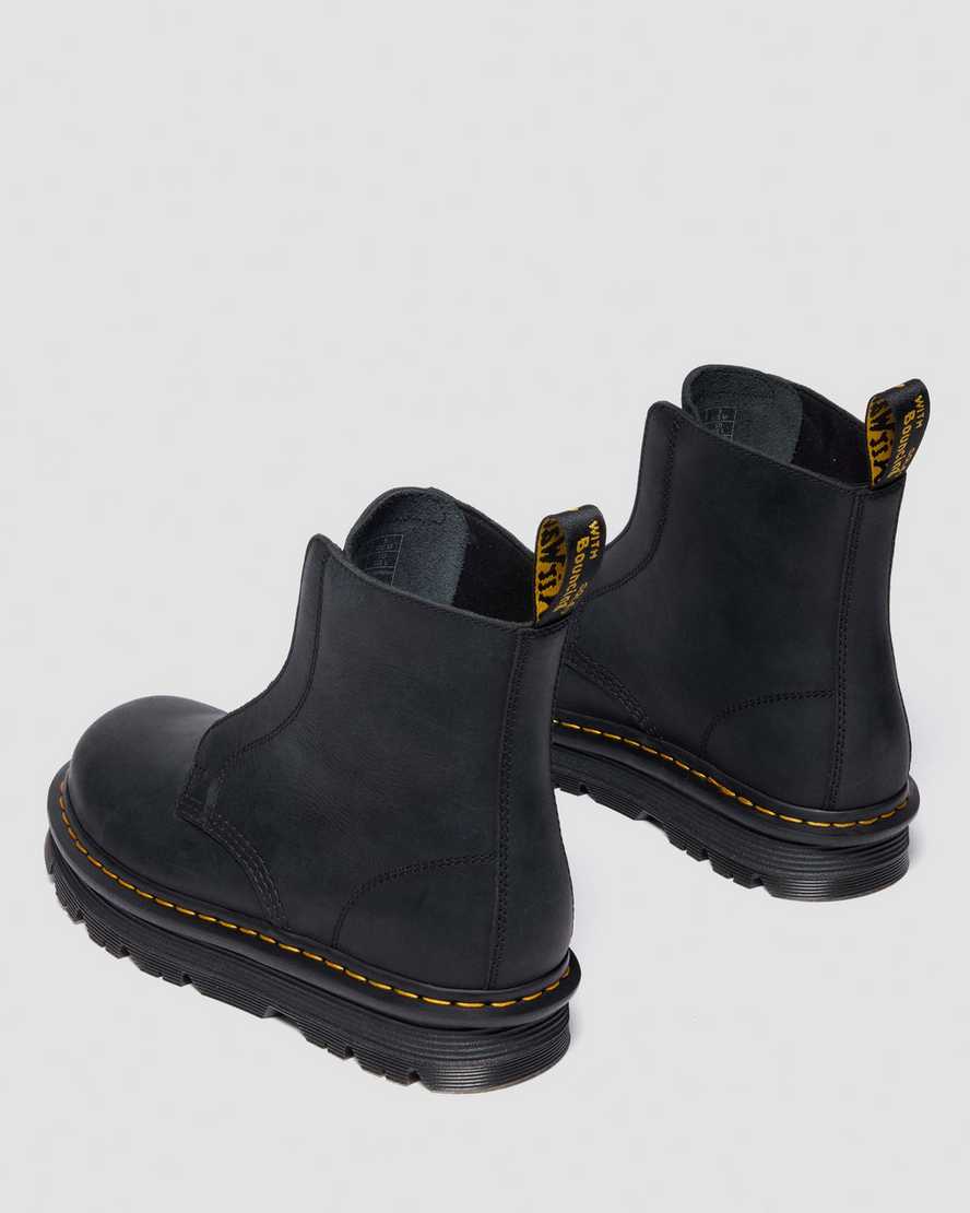 Dr. Martens Zebzag Laceless Slip On Leather Boots In Black