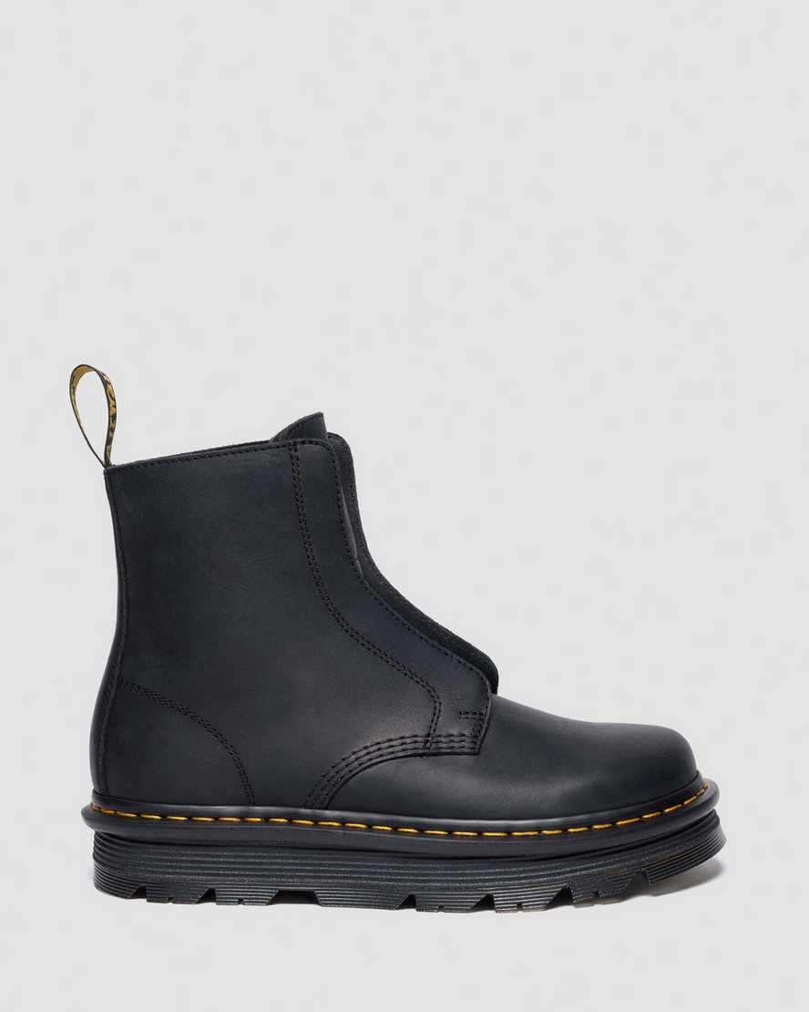 Dr. Martens Zebzag Laceless Slip On Leather Boots In Black
