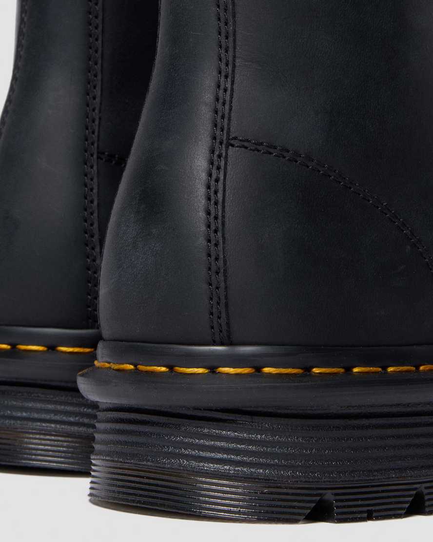 Dr. Martens Zebzag Laceless Slip On Leather Boots In Black