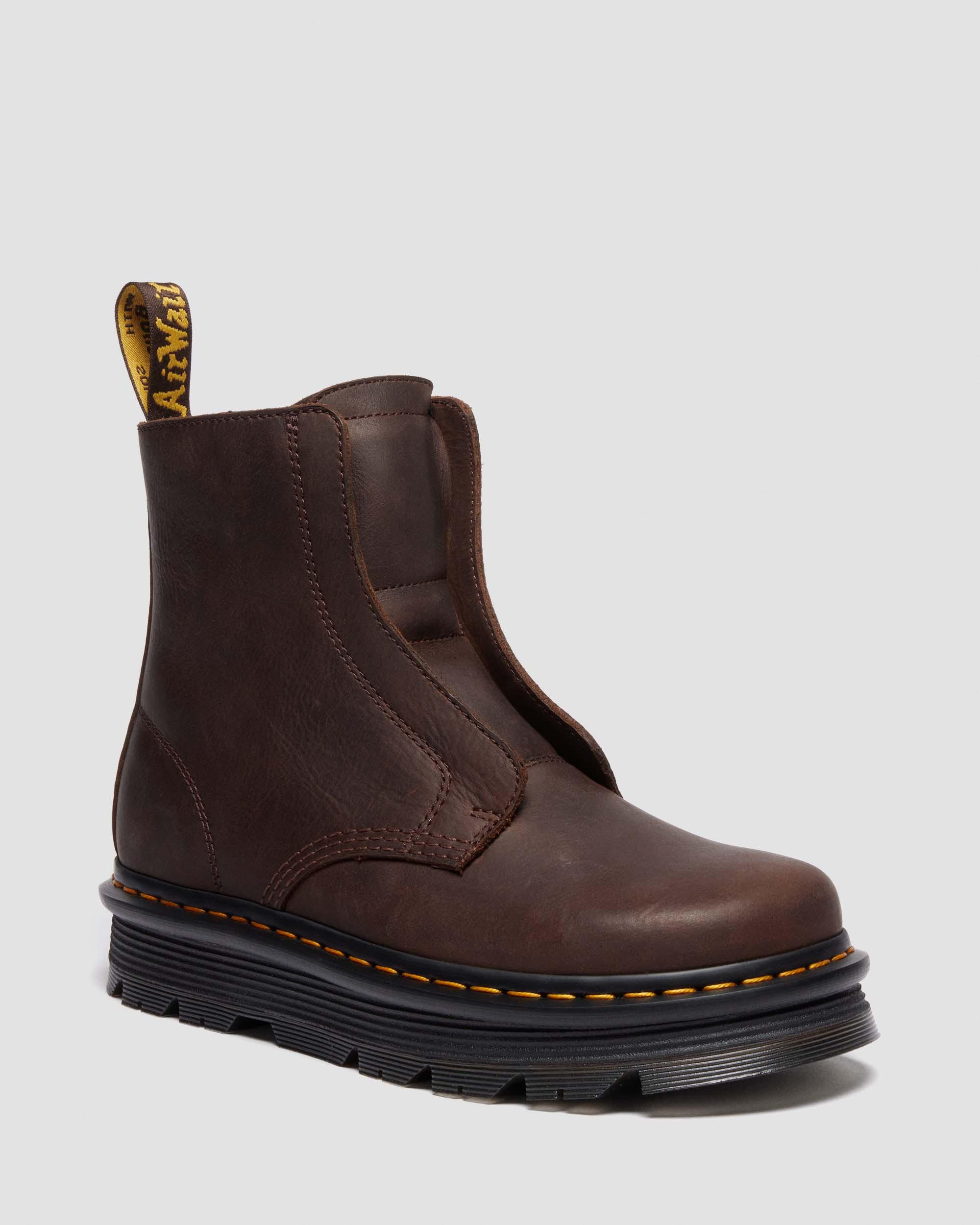 Dr. Martens Zebzag Laceless Slip On Leather Boots In Brown