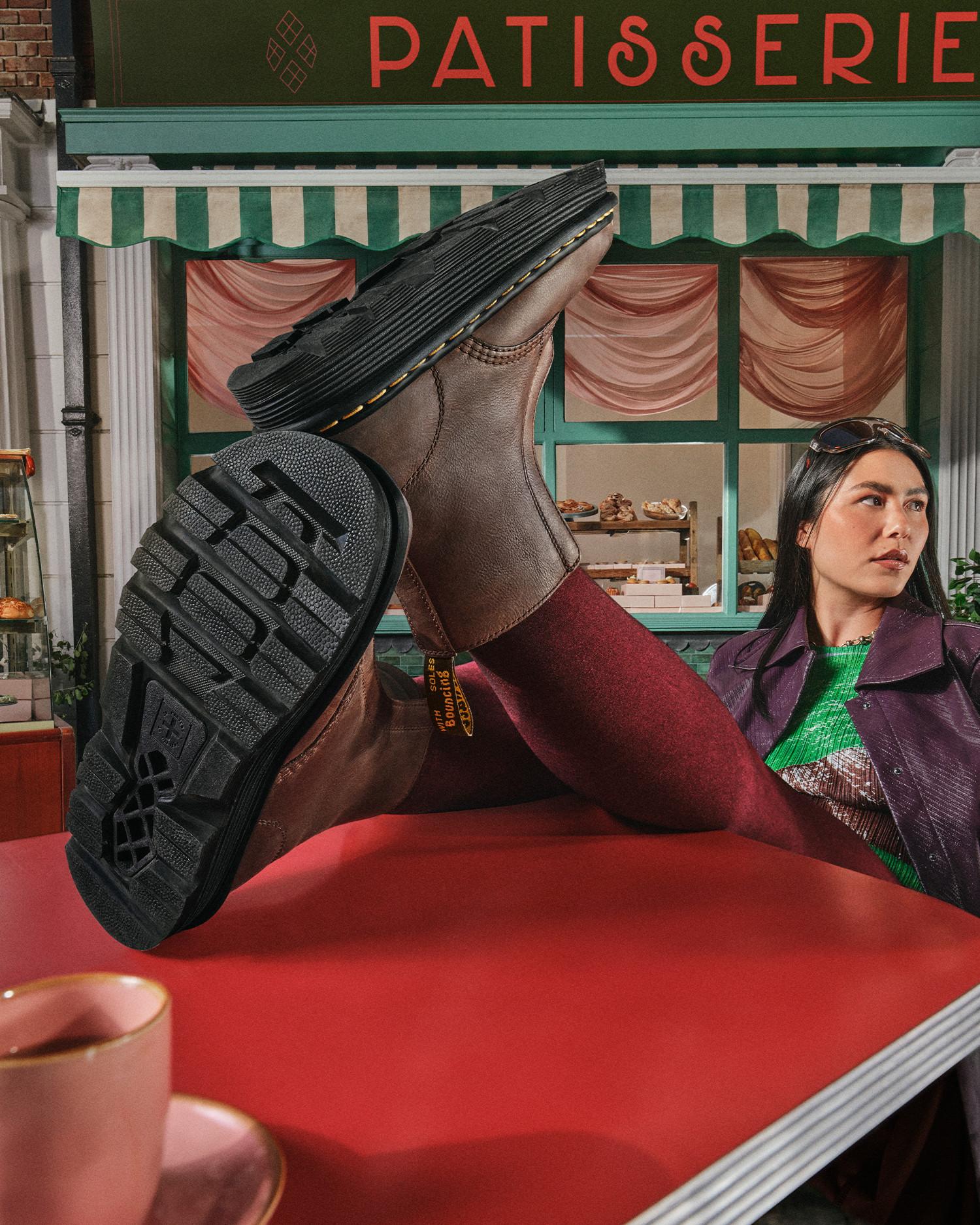 Zebzag Laceless Slip On Leather Boots in Dark Brown