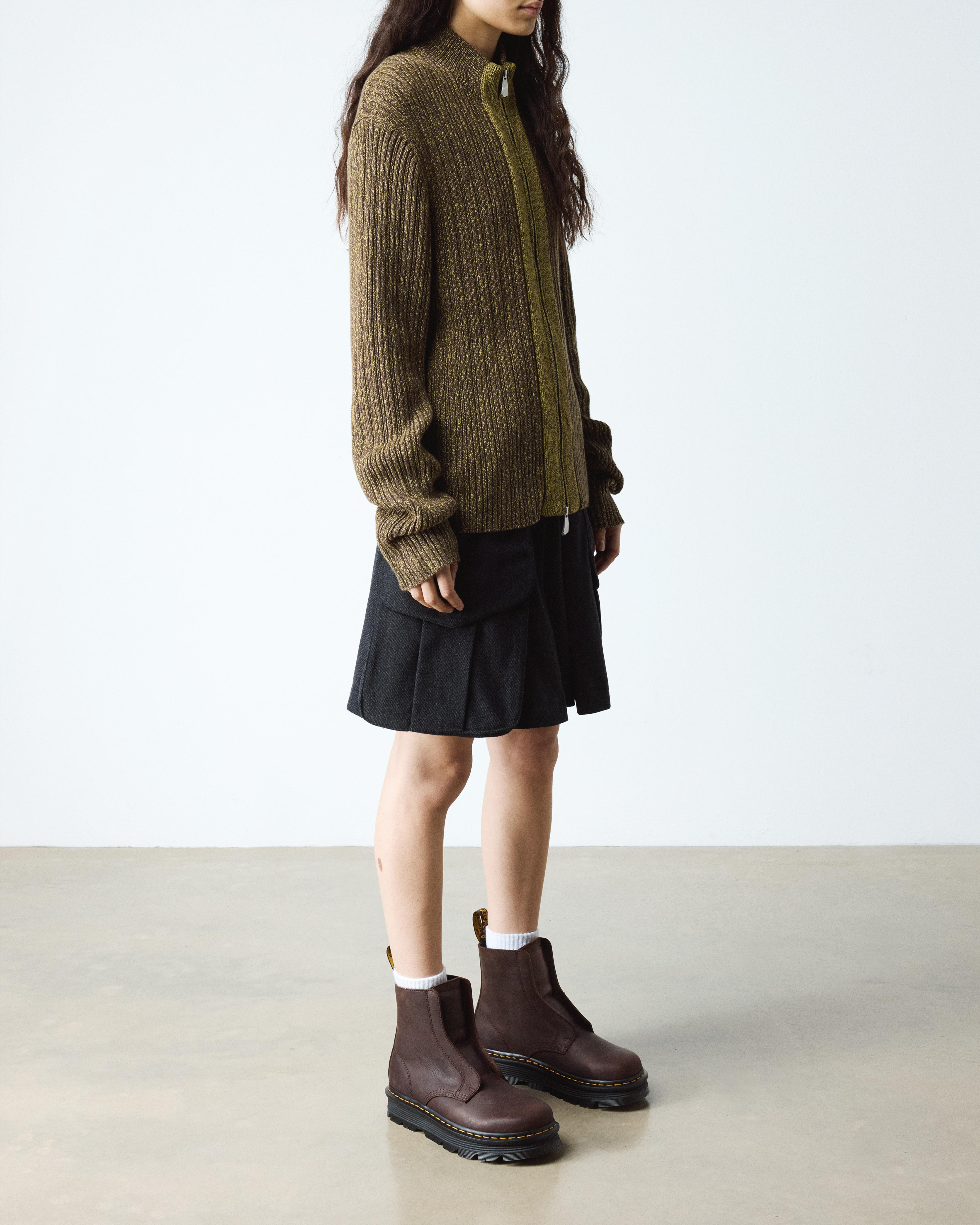 Zebzag Laceless Slip On Leather Boots in Dark Brown