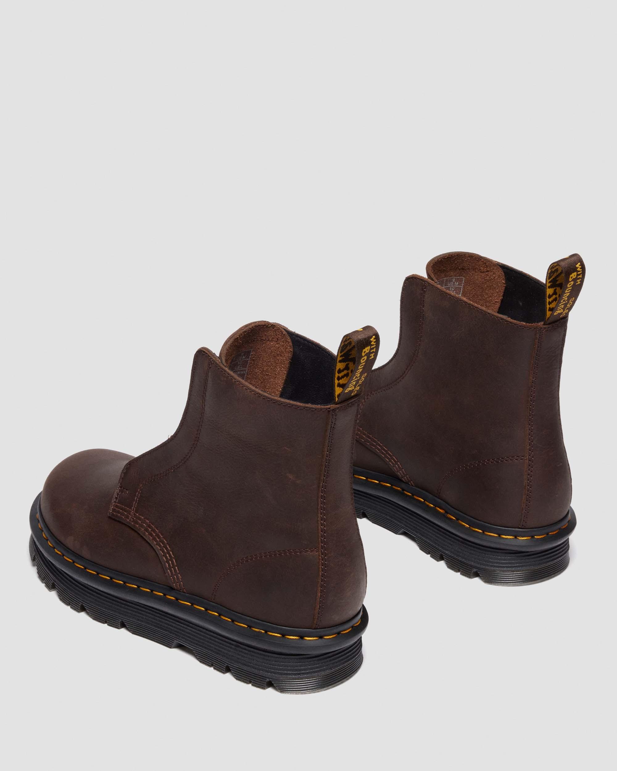 Zebzag Laceless Slip On Leather Boots in Dark Brown