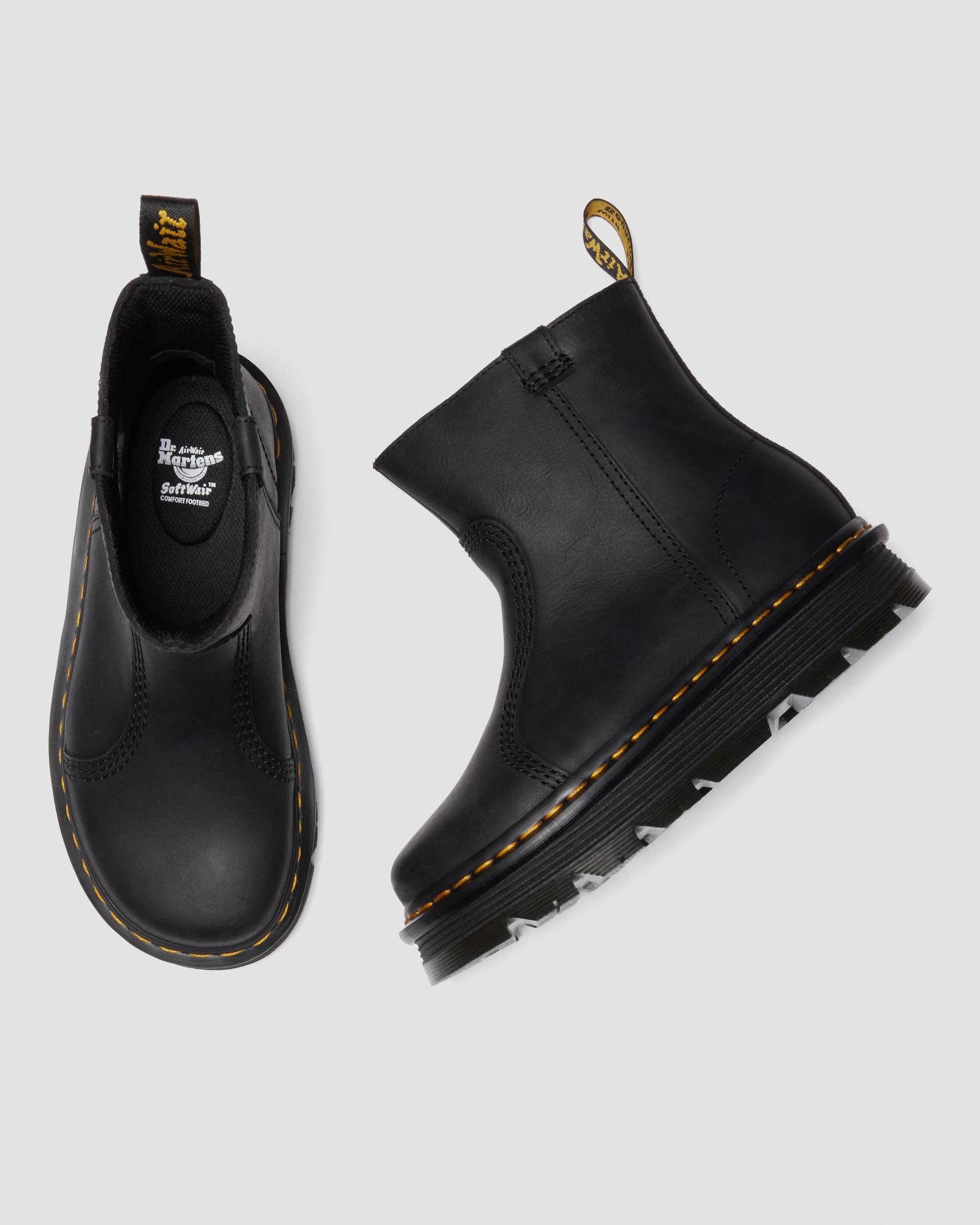 ZEBZAG RIGGER SLIP ON LEDER STIEFEL in Schwarz