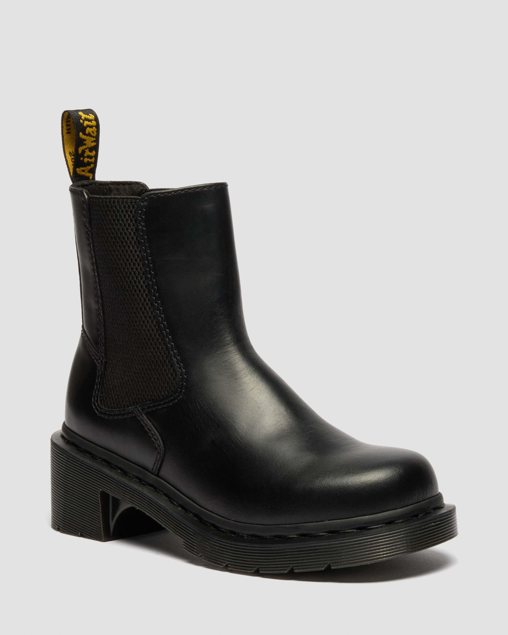 2976 Yellow Stitch Smooth Leather Chelsea Boots in Black | Dr. Martens