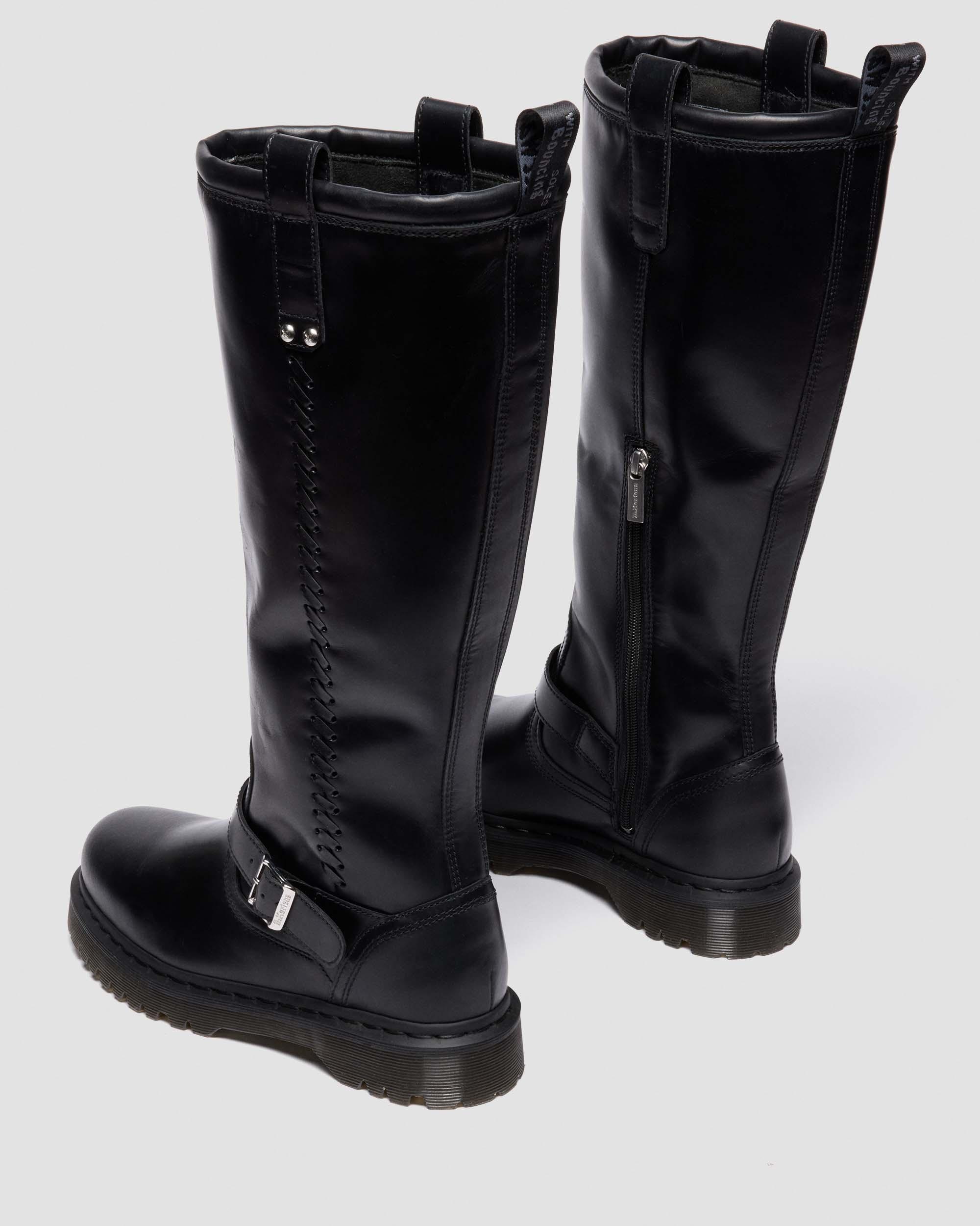 STIVALI ALTI BIKER ANISTONE IN PELLE ORLEANS  in Nero