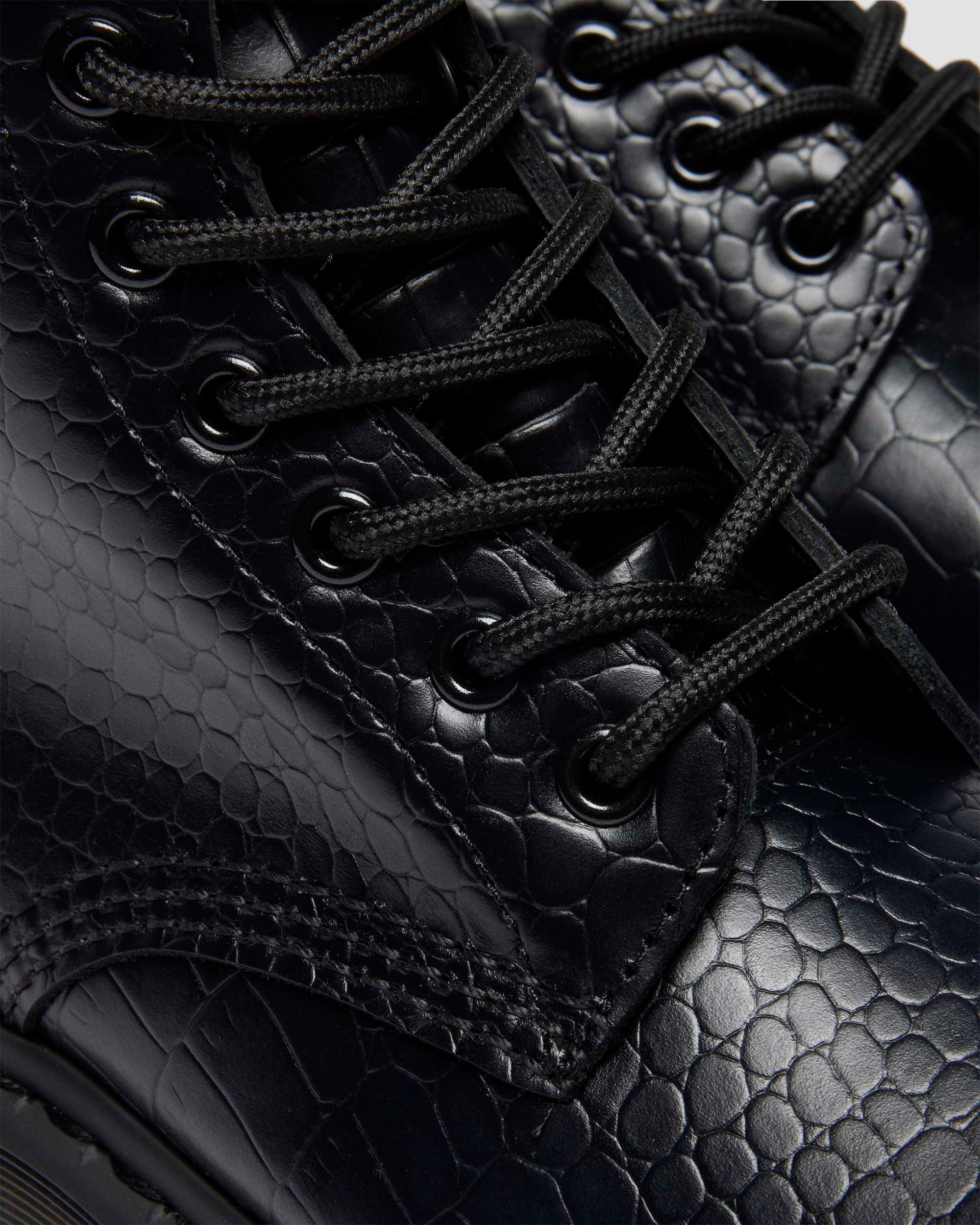 1460-läderkängor med krokoprägling in Svart