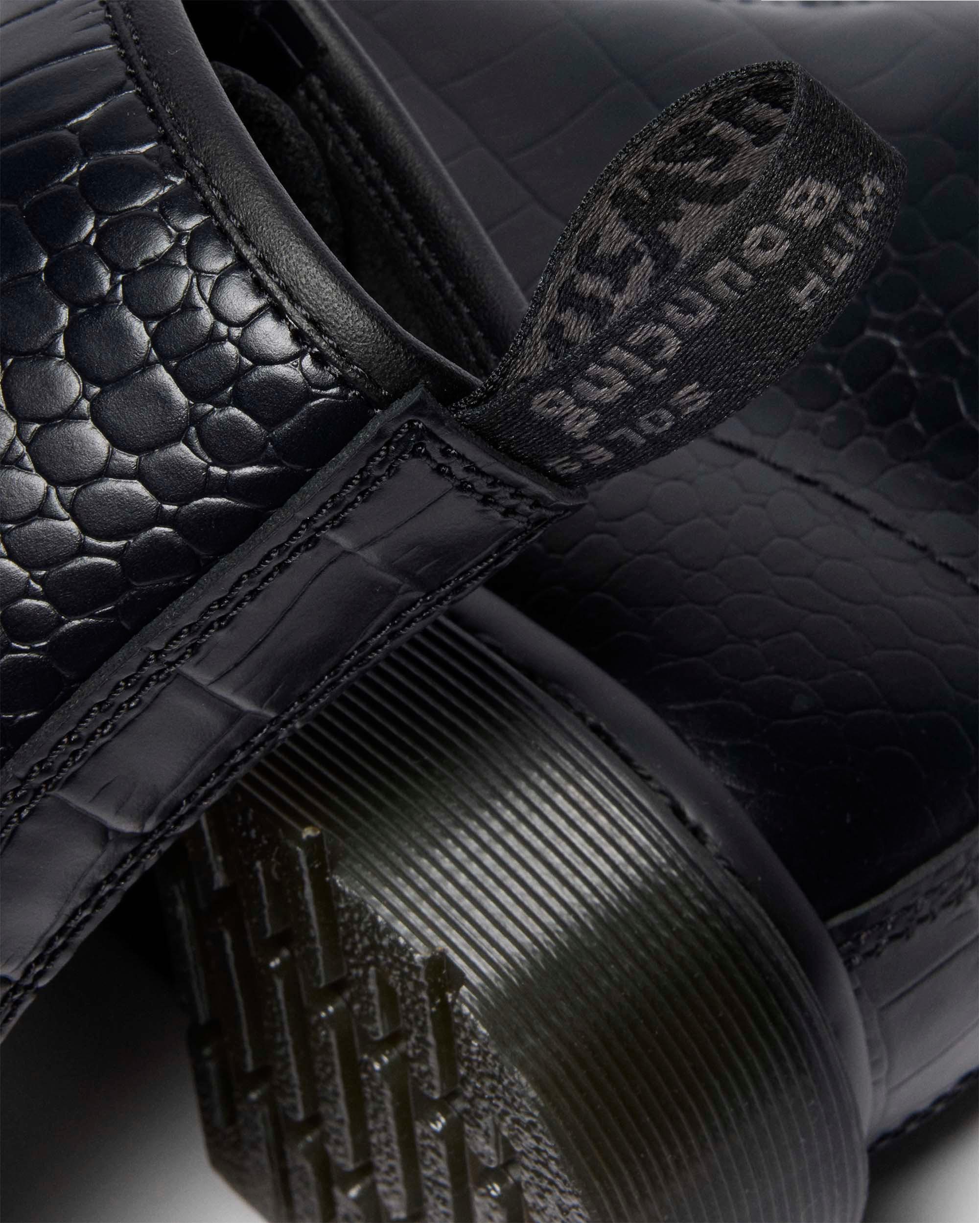 1460-läderkängor med krokoprägling in Svart