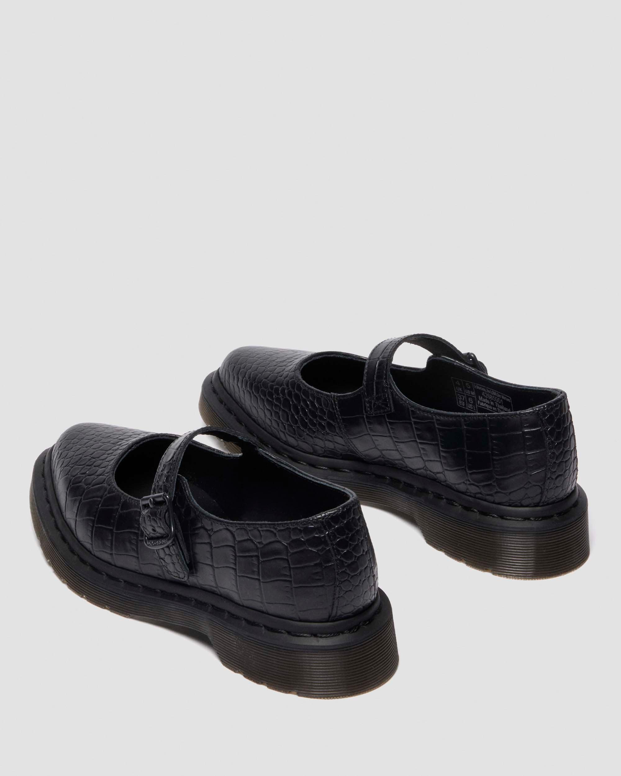 Elphie Mary Jane-sko i præget læder in Sort