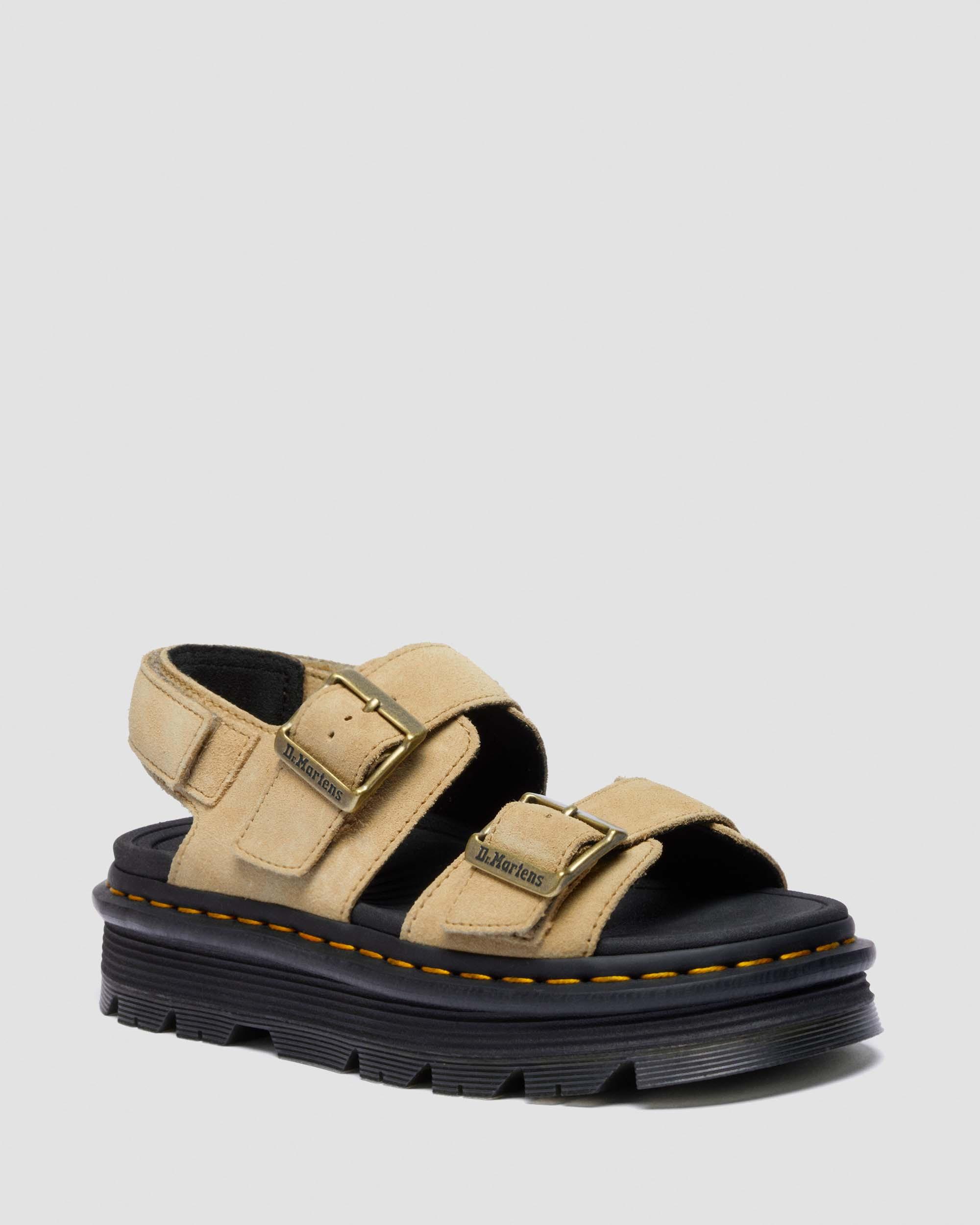 Dr. Martens Zebzag Suede Platform Sandals In Brown
