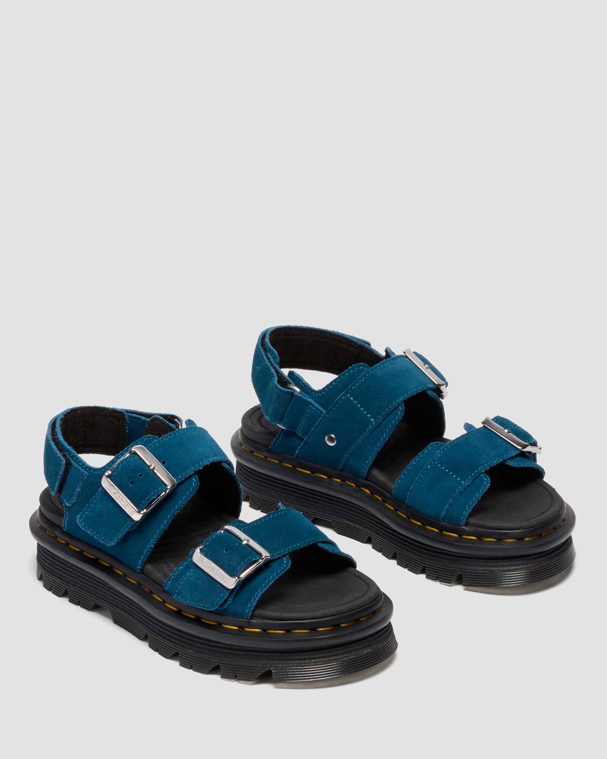 Zebzag Suede Sandals in Blue