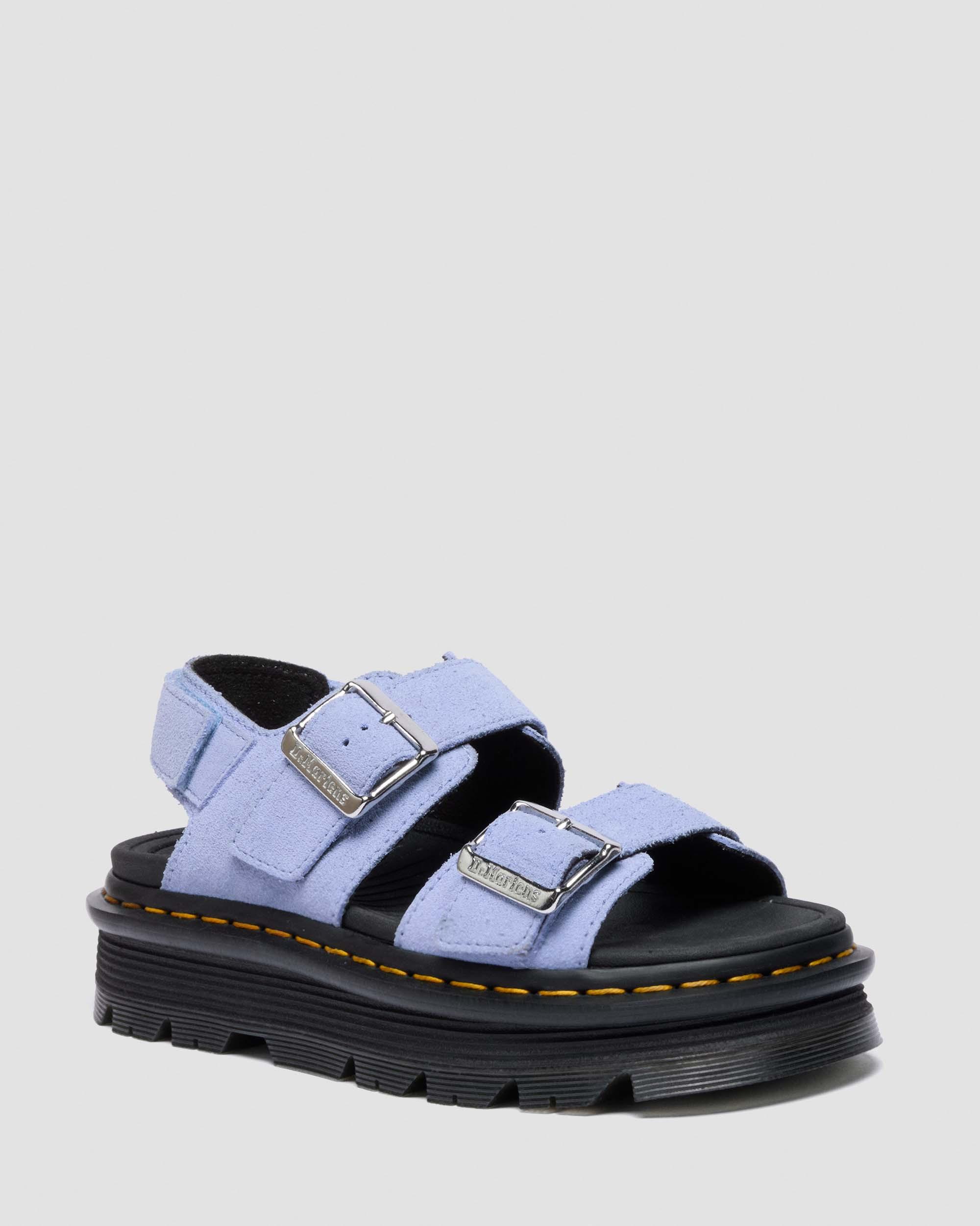 Dr. Martens Zebzag Suede Platform Sandals In Blue