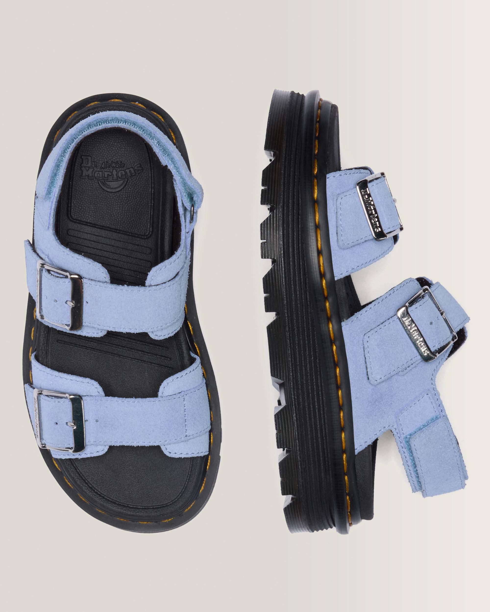 Zebzag Suede Platform Sandals in Cornflower Blue | Dr. Martens