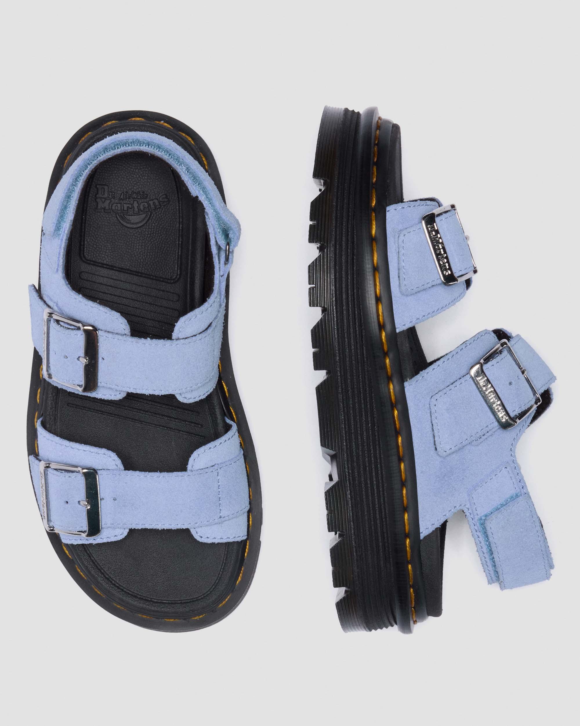 Zebzag Suede Platform Sandals in Cornflower Blue | Dr. Martens