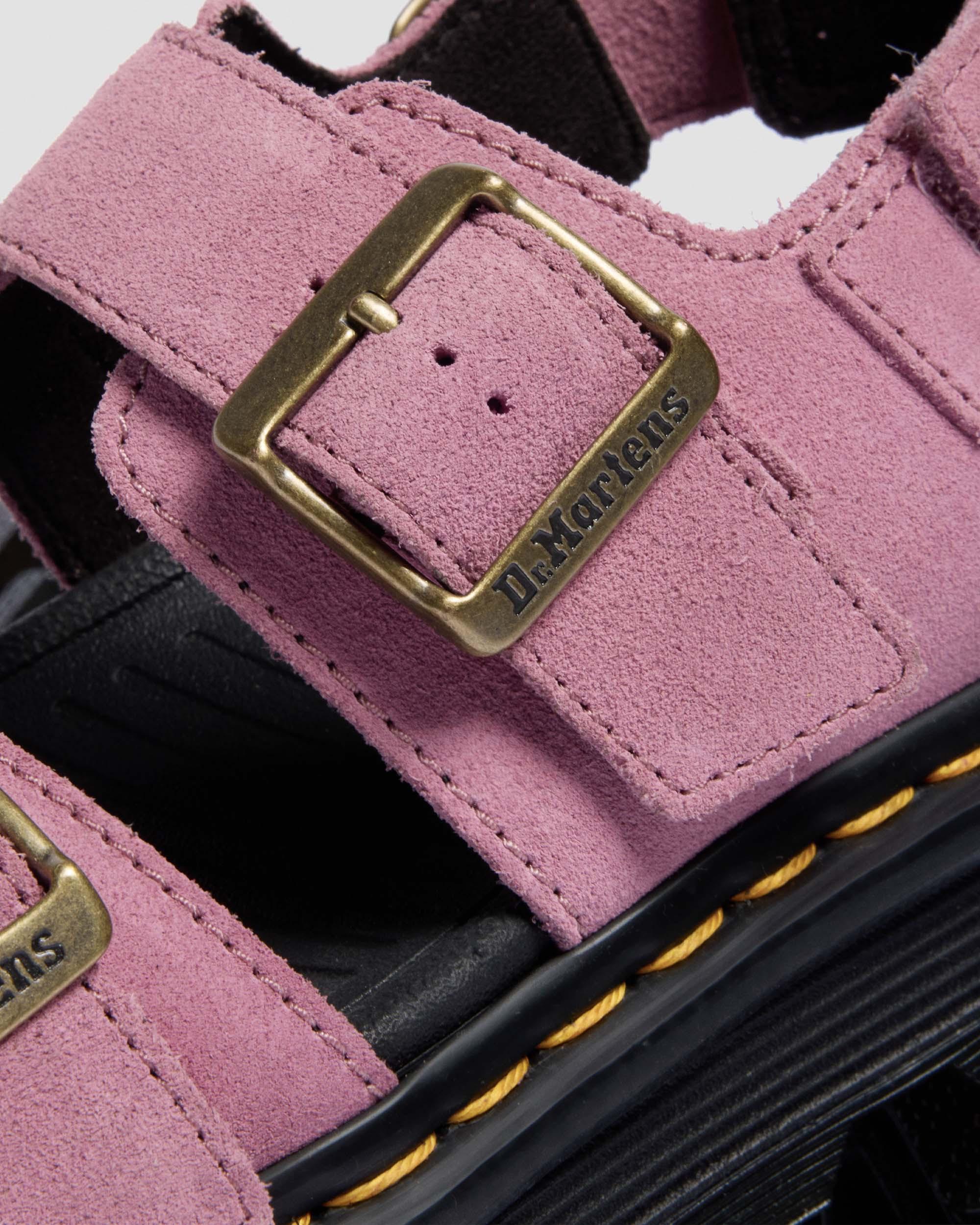 Zebzag Suede Platform Sandals in Dusty Rose Pink | Dr. Martens