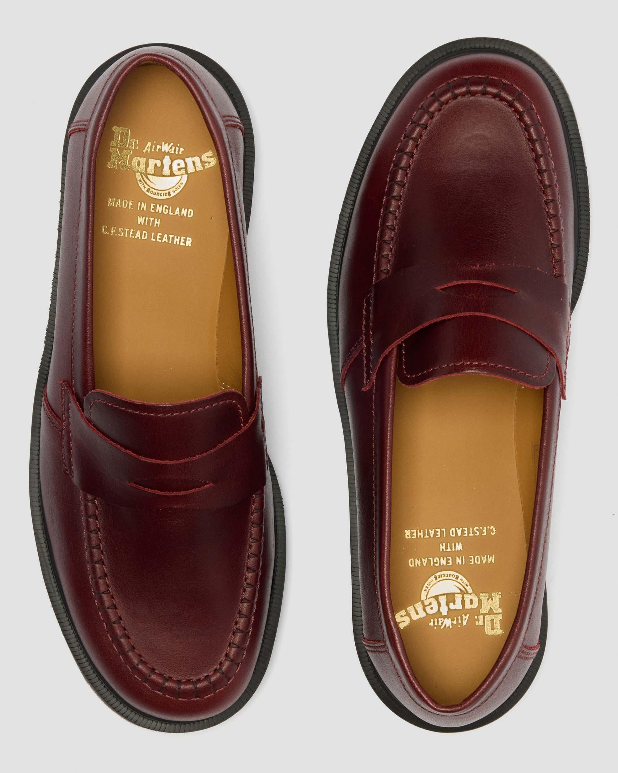 Delapre Made In England Penny Loafers in Burgundy | Dr. Martens