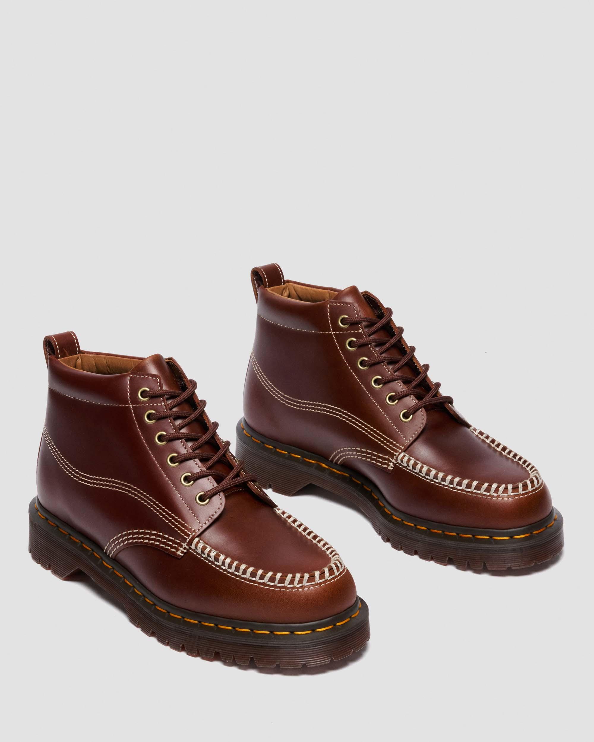 Lowell Chukka Moc Toe Leather Ankle Boots in Brown