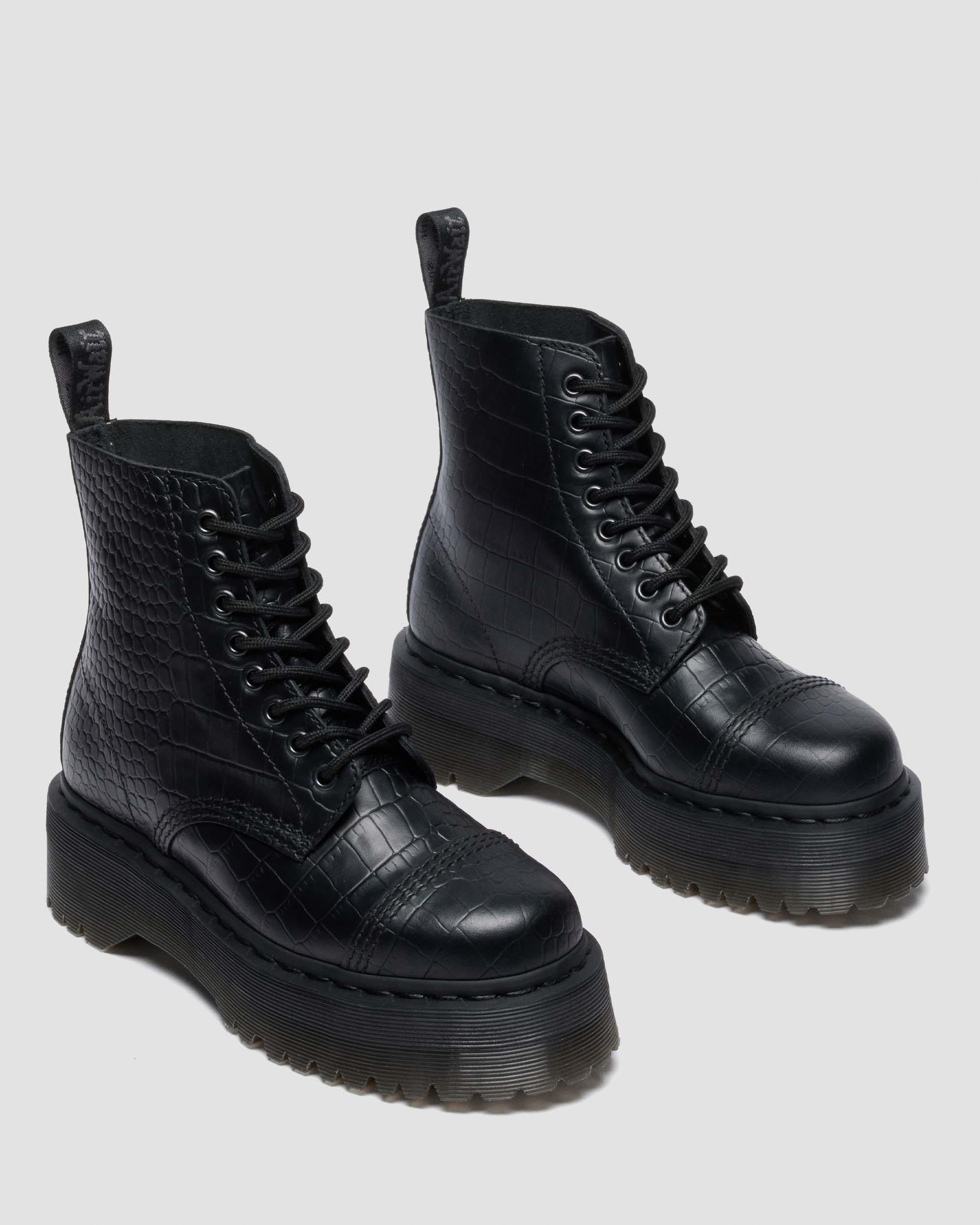 靴 Dr.Martens SINCLAIR Sinclair Milled Nappa Leather Platform Boots in Black Milled