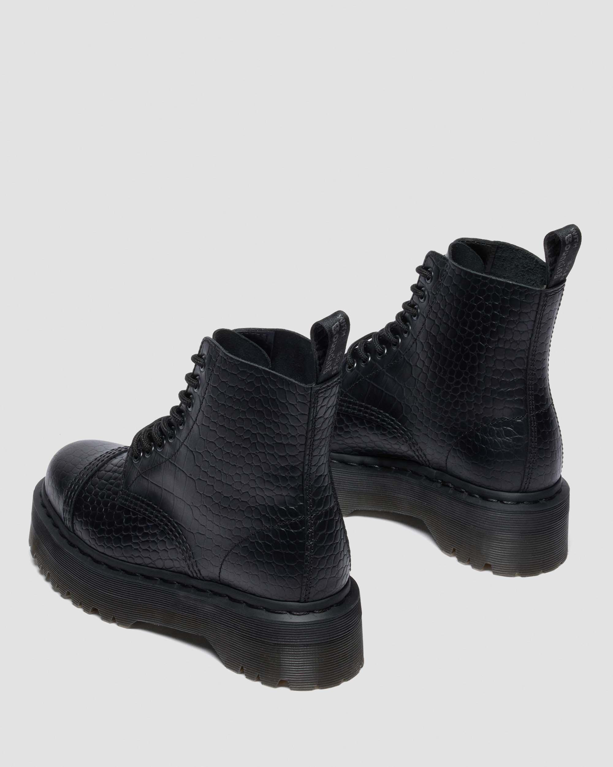 Sinclair Croc Emboss Leather Platform Boots